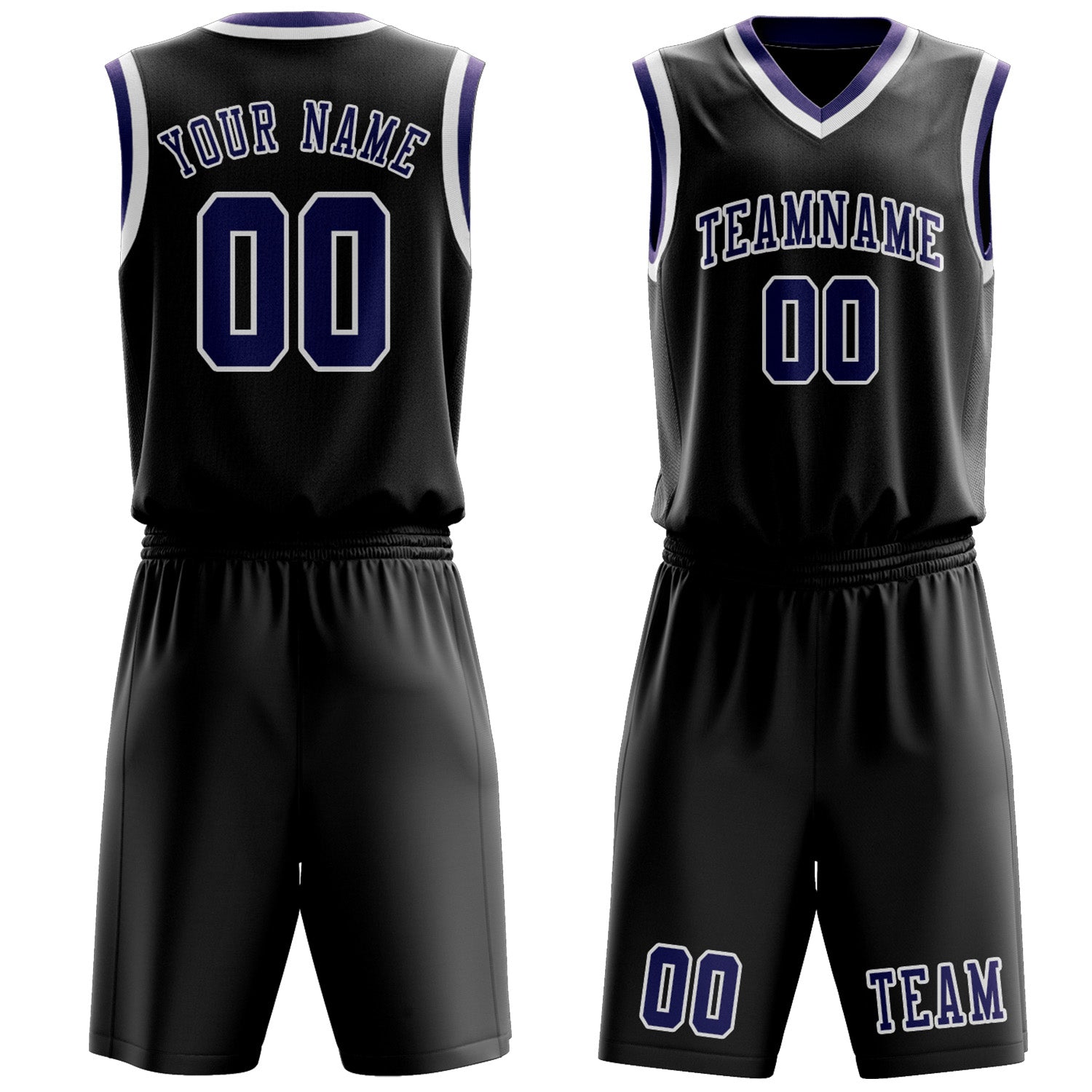 Custom Black Purple Basketball Set