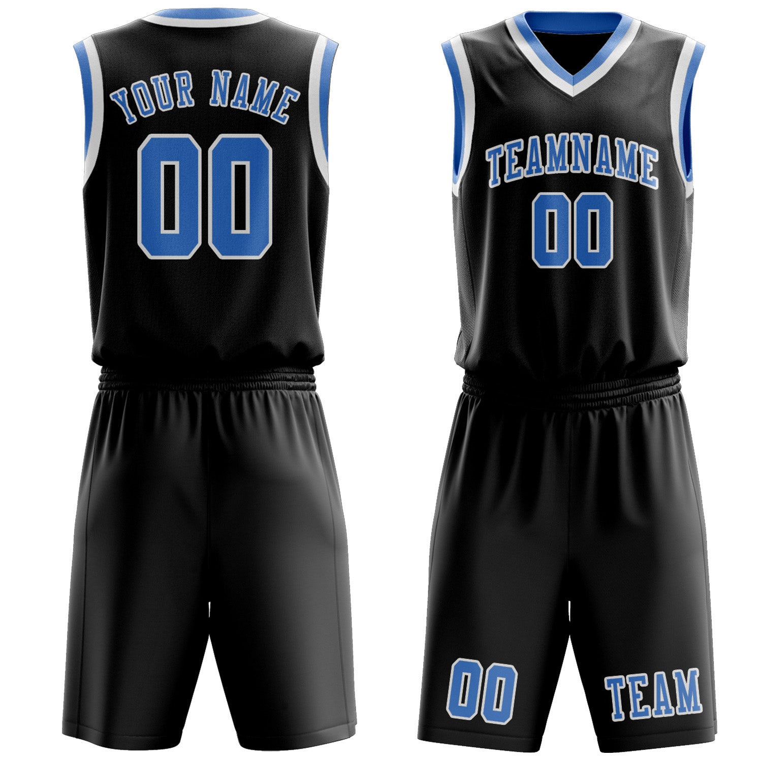 Custom Black Light Blue Basketball Set
