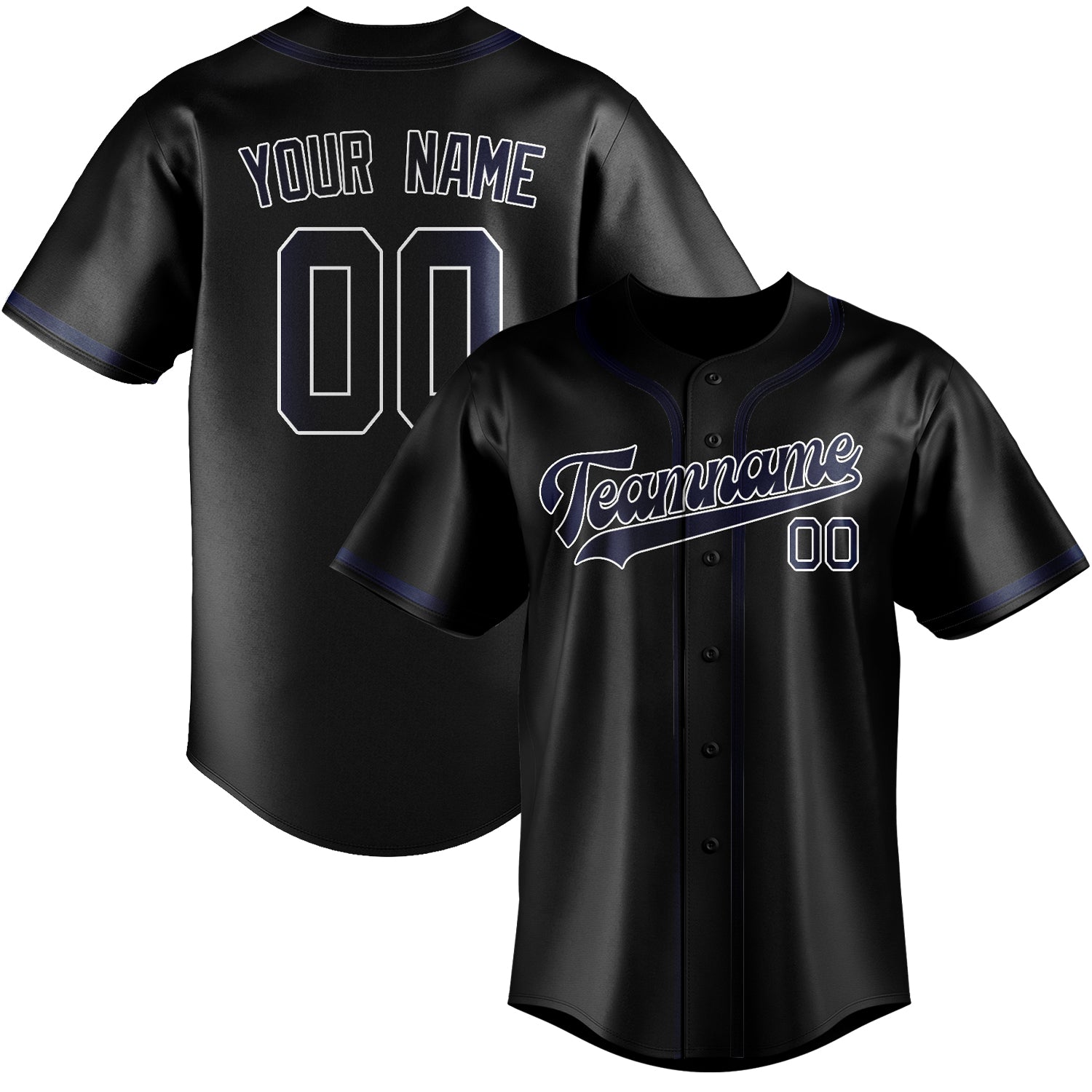 Custom Black Blue Baseball Jersey