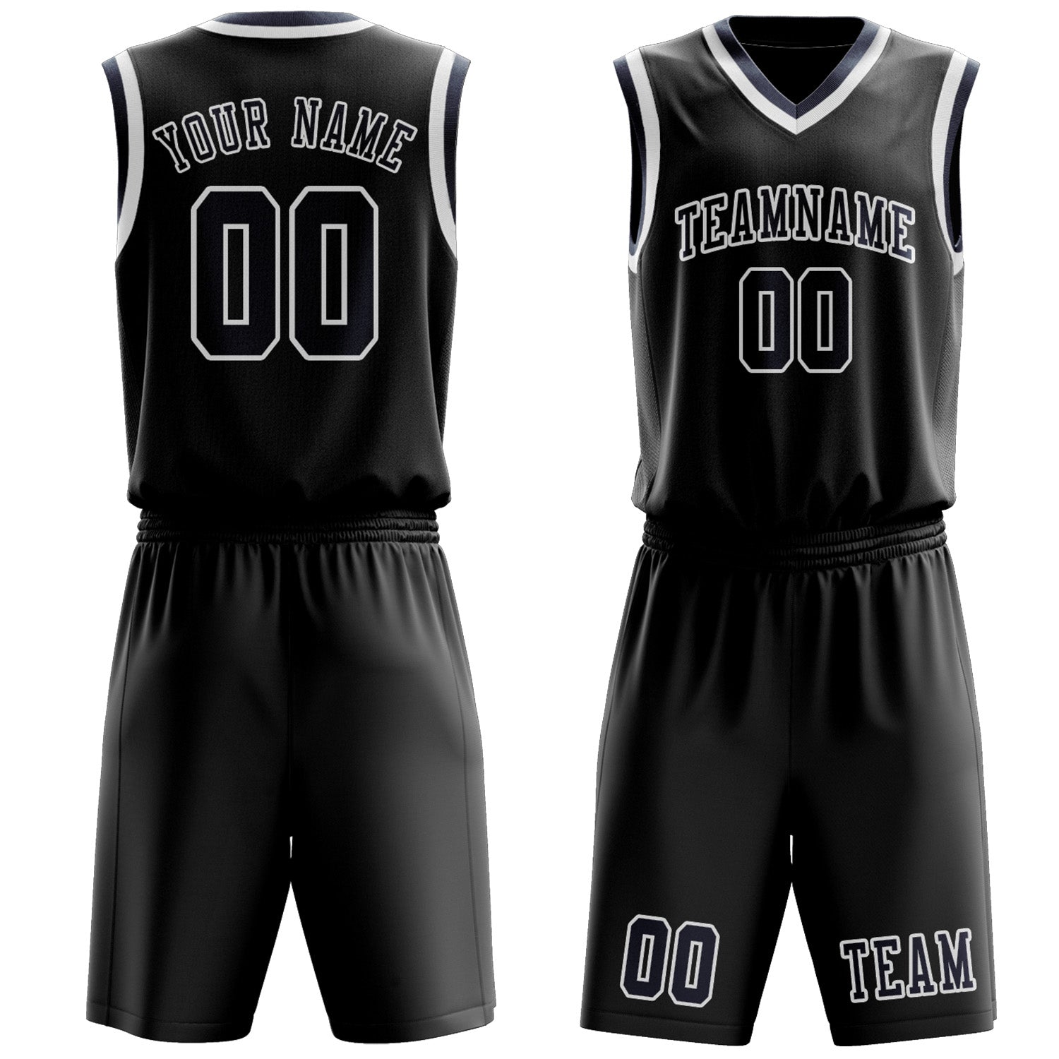Custom Black Blue Basketball Set