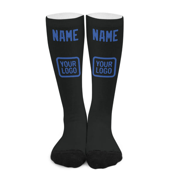 Custom Black Sky Blue Knee-High Sock