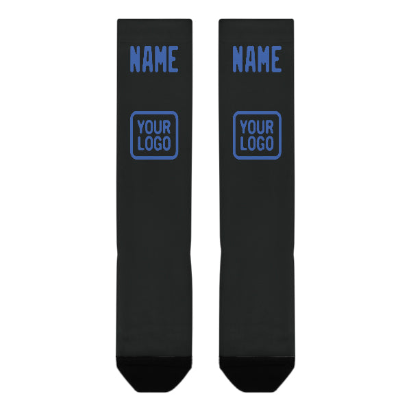 Custom Black Sky Blue Knee-High Sock