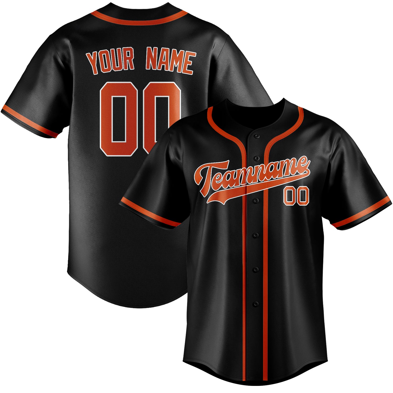 Custom Black Orange Red Baseball Jersey
