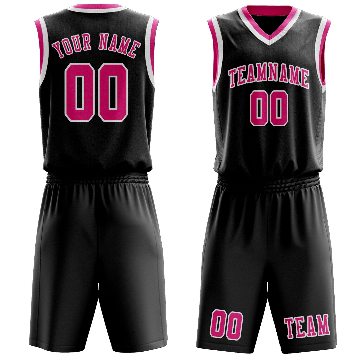Custom Black Pink Basketball Set