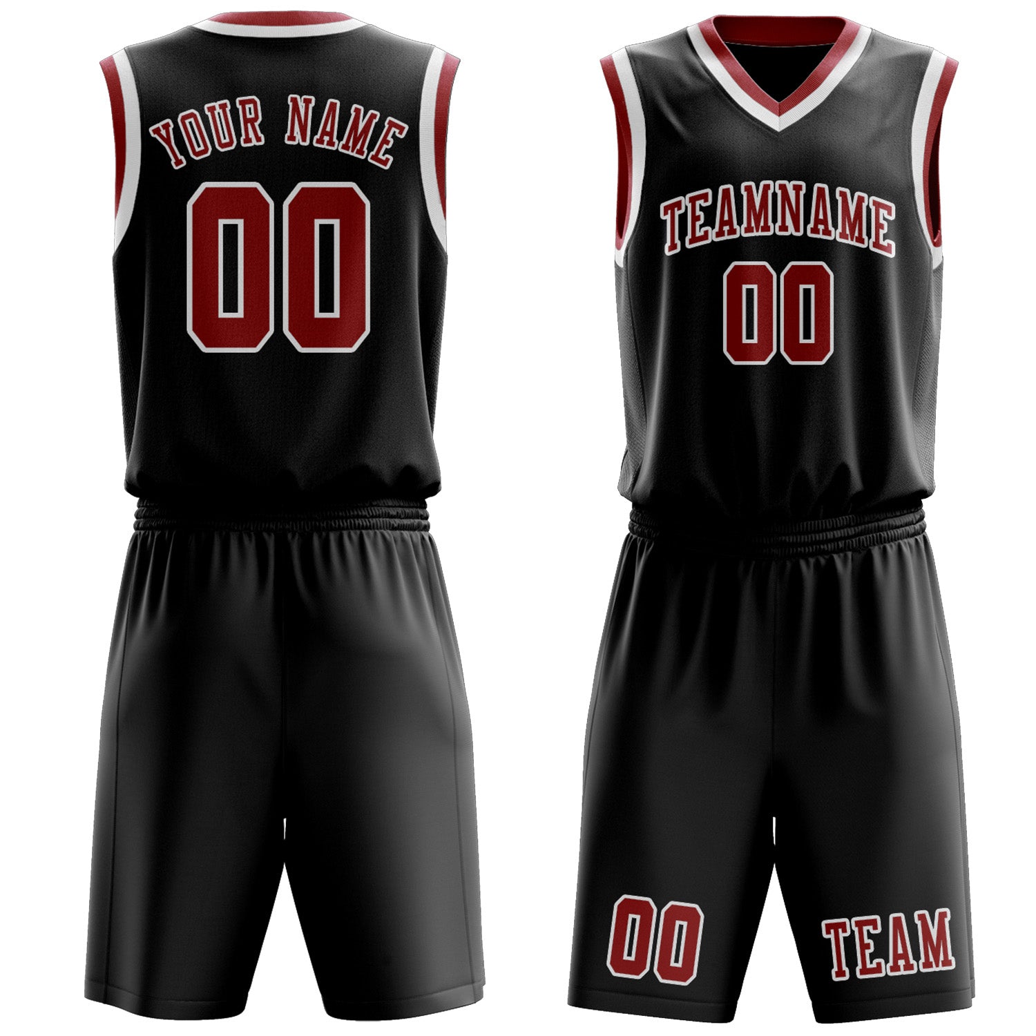 Custom Black Red Basketball Set