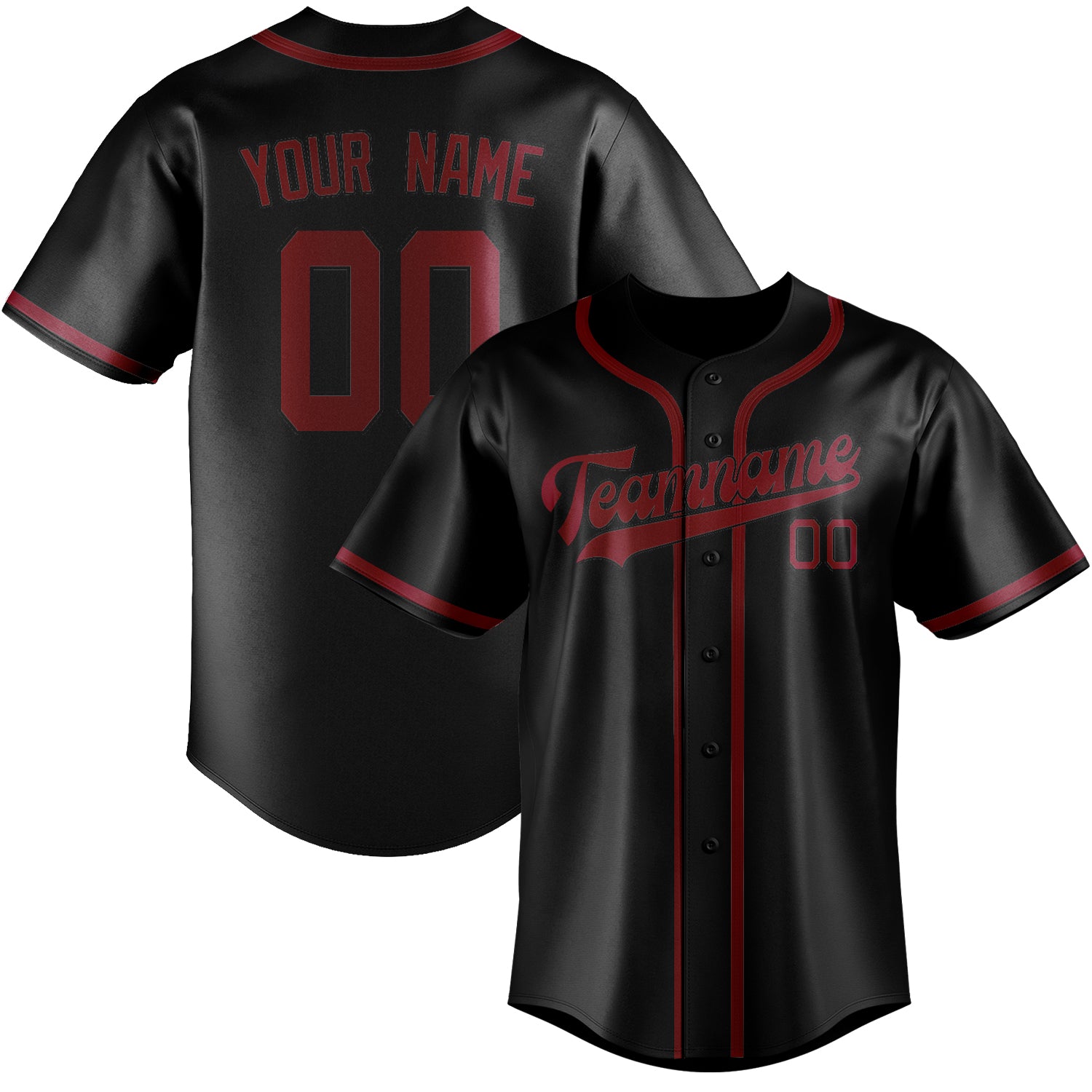 Custom Black Crimson Red Baseball Jersey