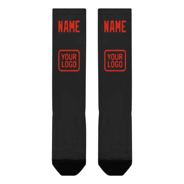 Custom Black Orange Red Knee-High Sock