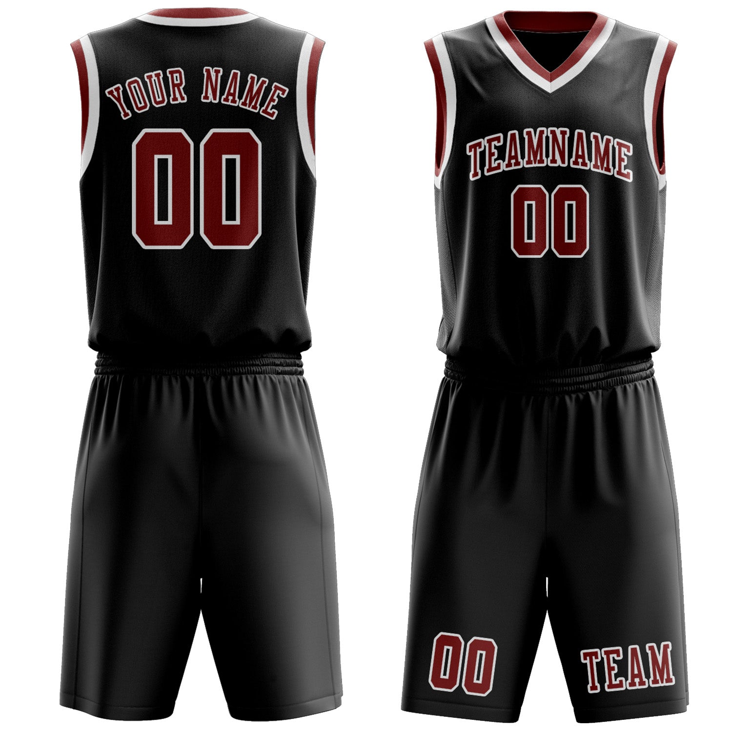 Custom Black Coral Red Basketball Set