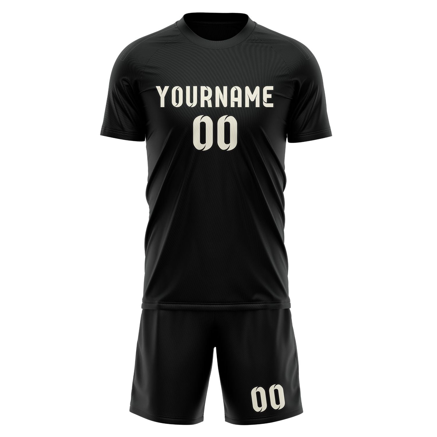 Custom Black Cream Soccer Set