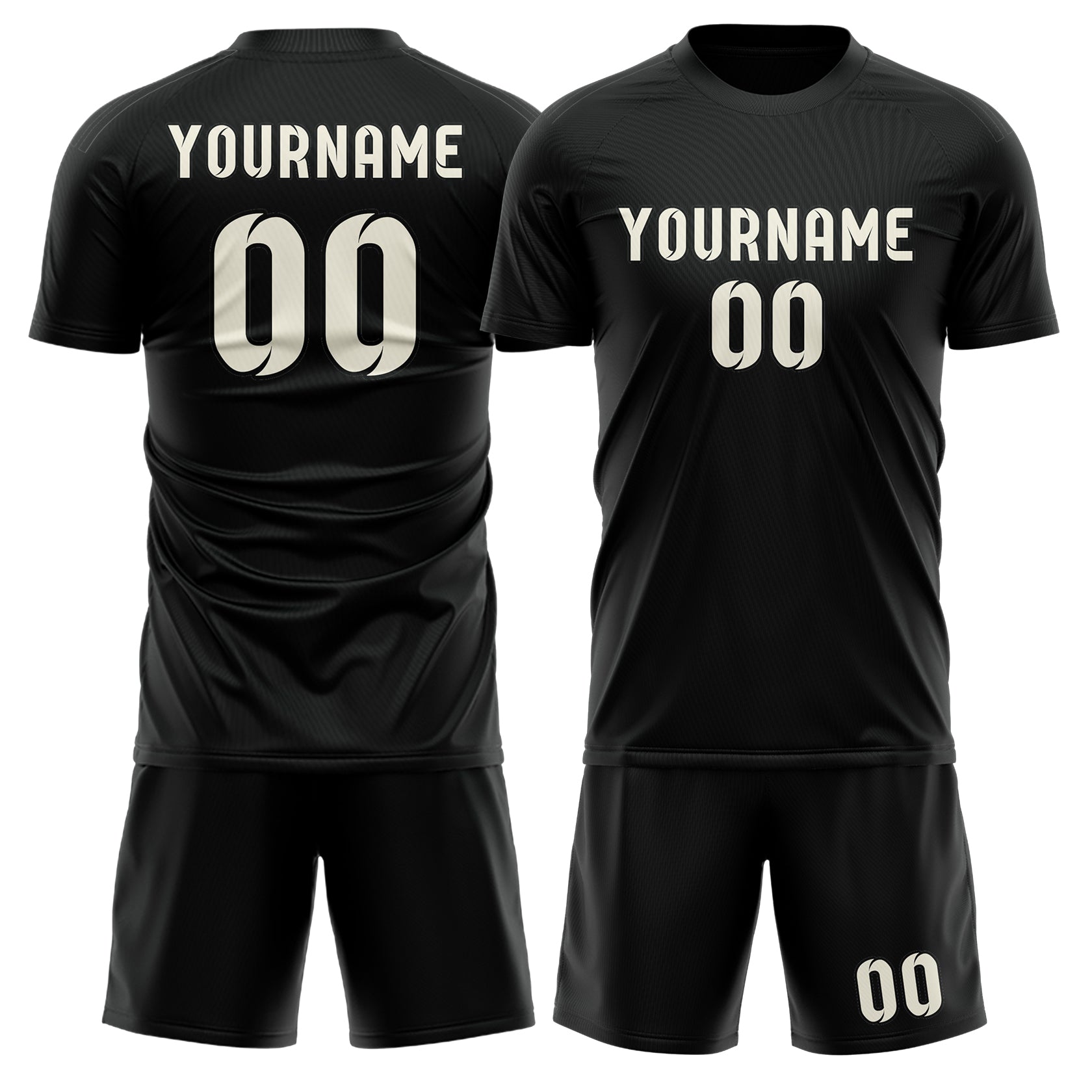 Custom Black Cream Soccer Set
