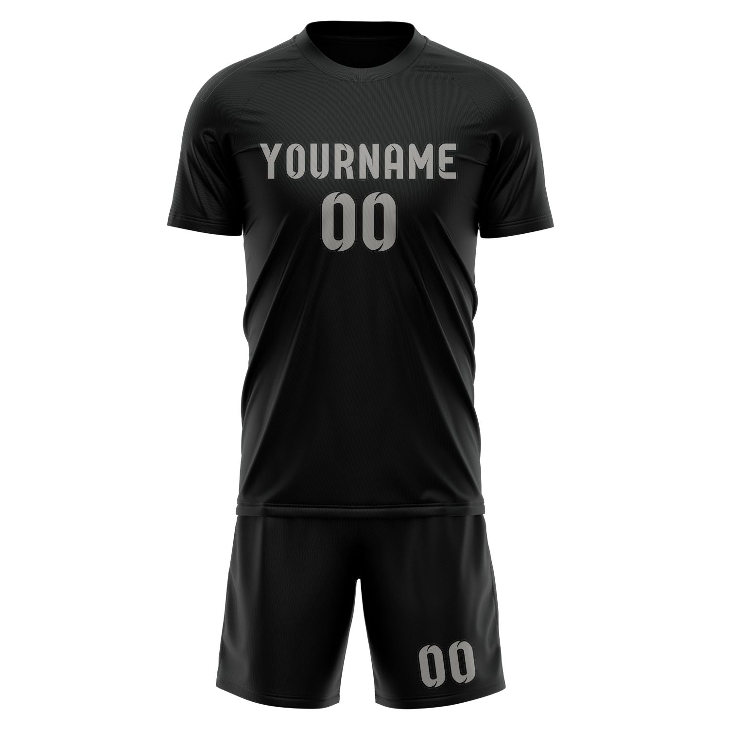 Custom Black Gray Soccer Set