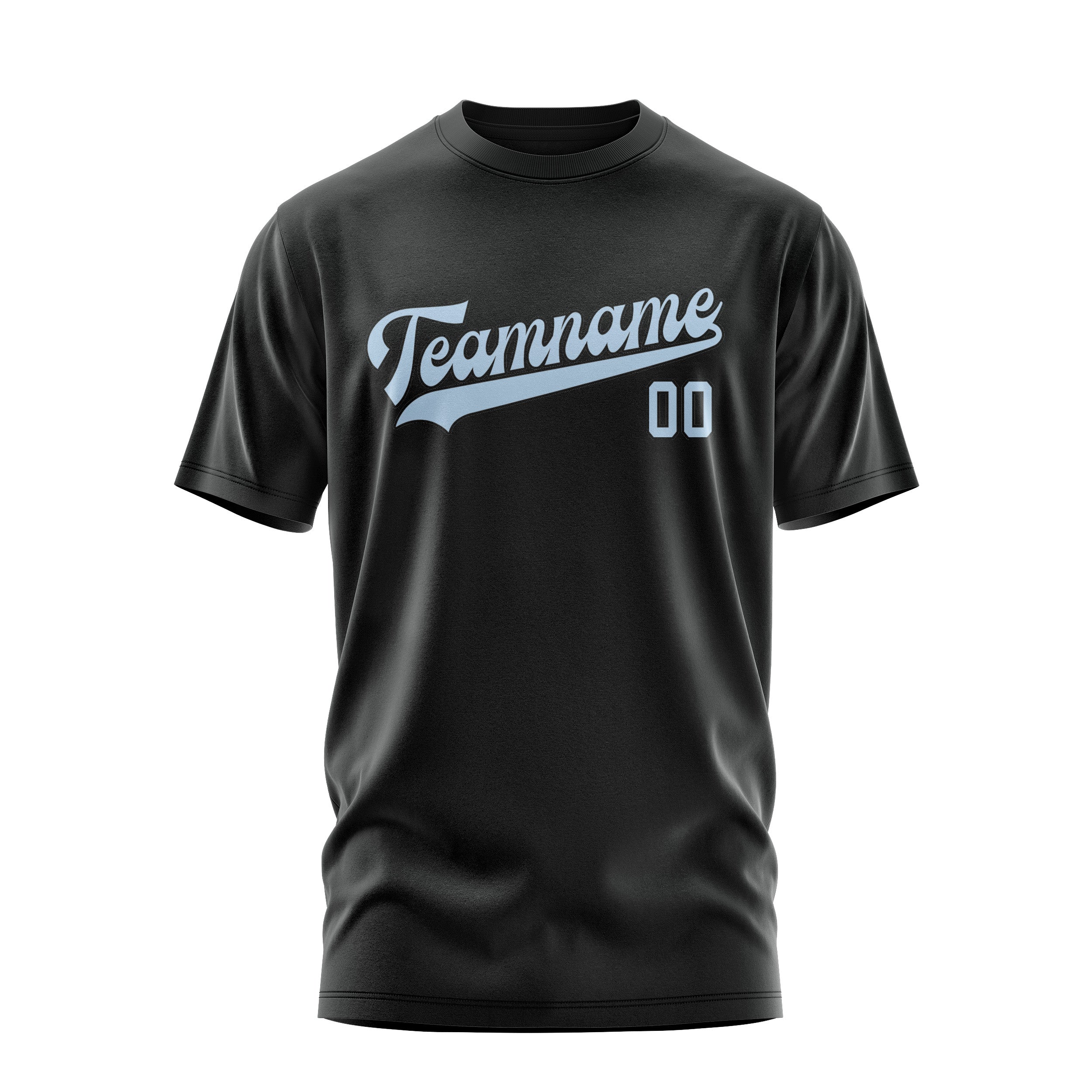 Custom Black Light Blue T-Shirt