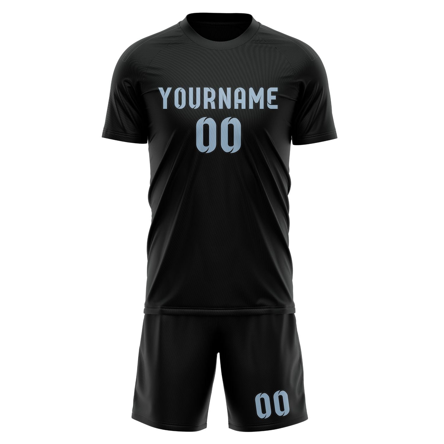 Custom Black Light Blue Soccer Set