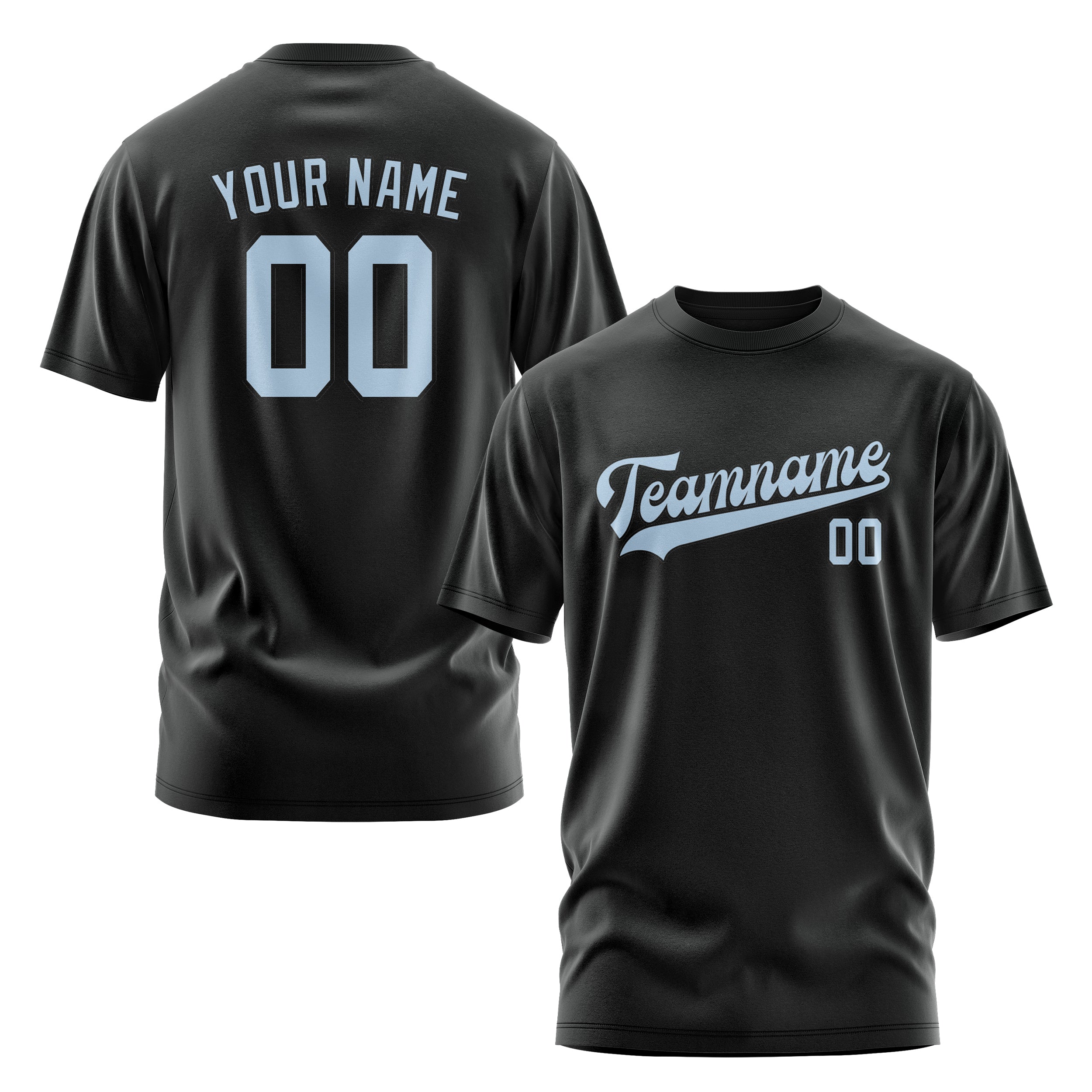 Custom Black Light Blue T-Shirt