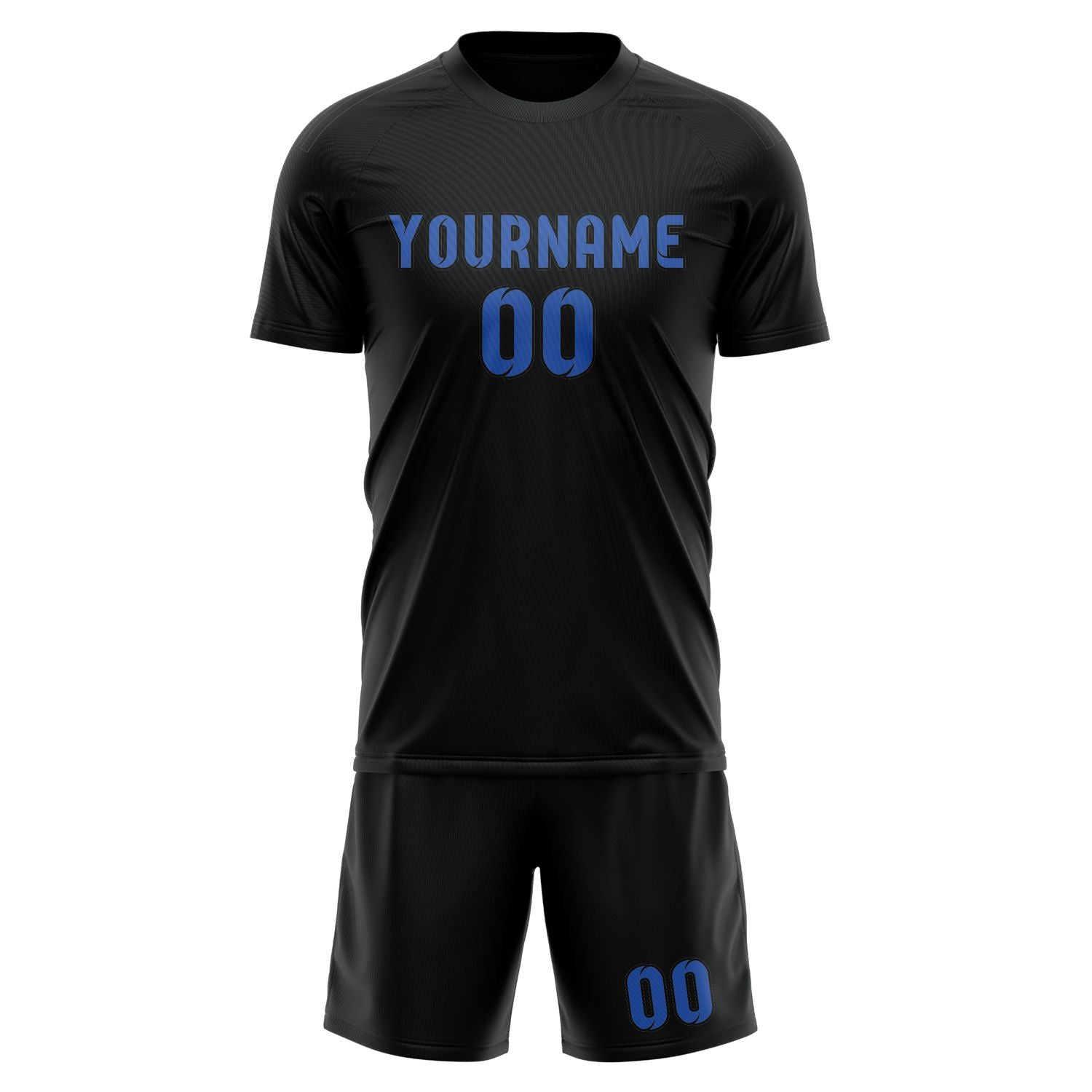 Custom Black Sky Blue Soccer Set