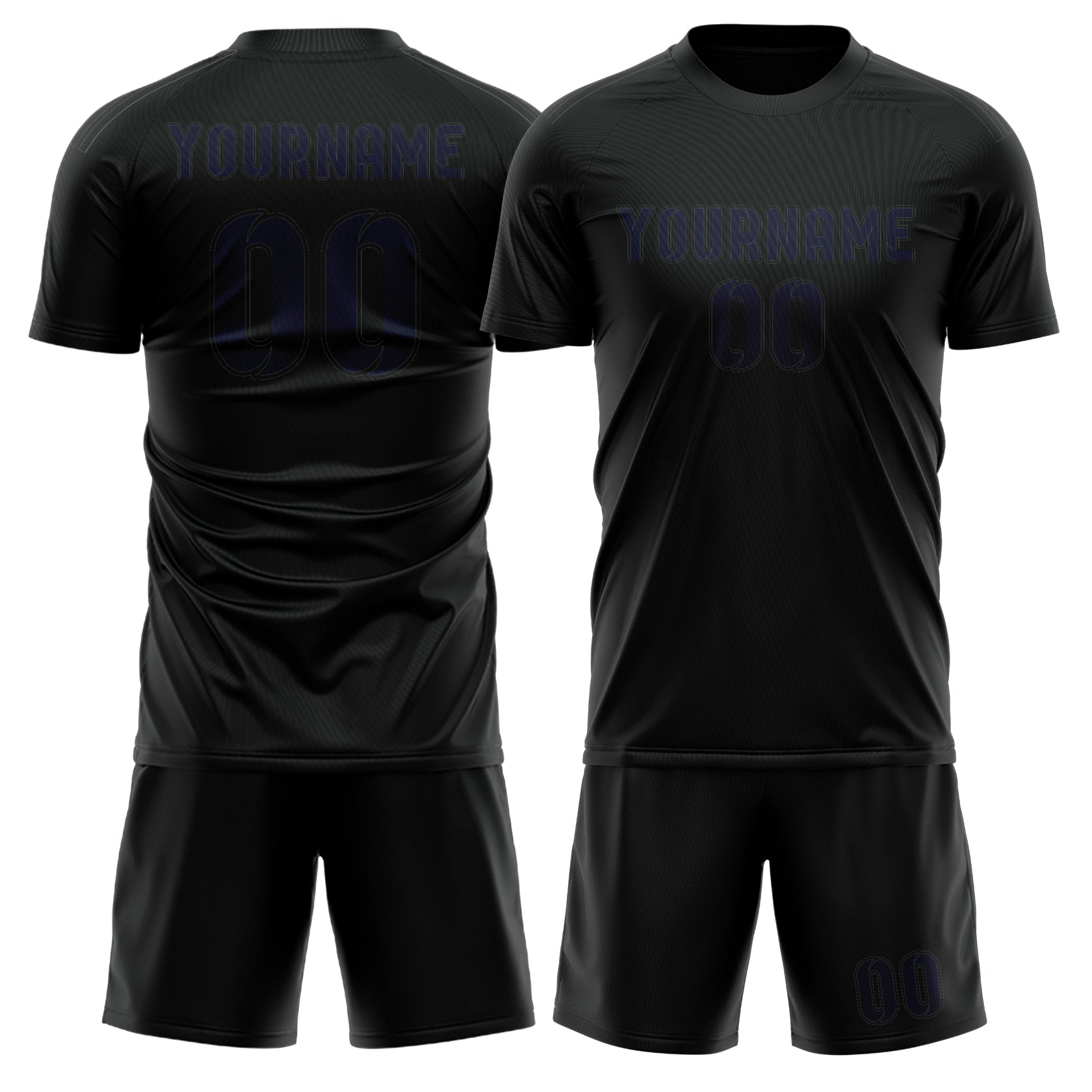 Custom Black Navy Soccer Set