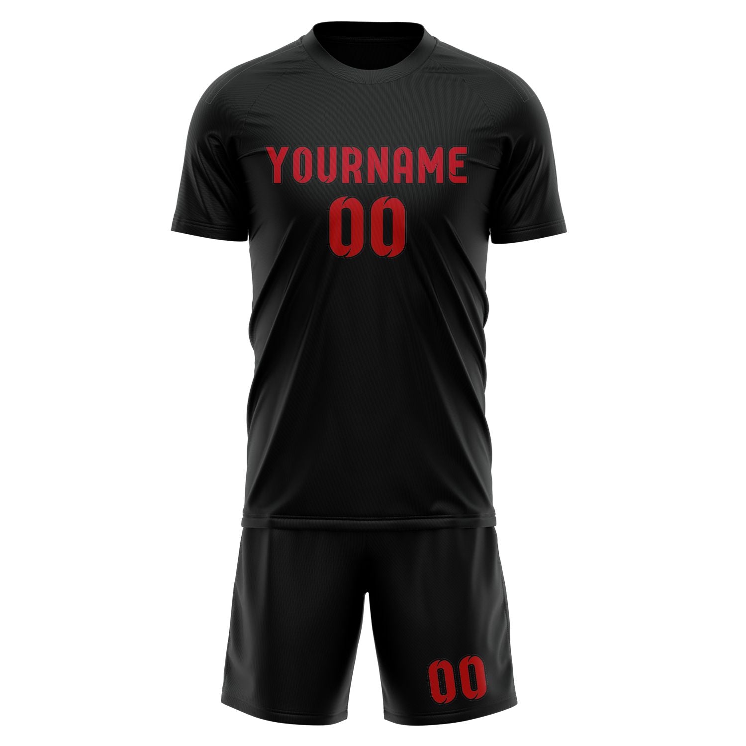 Custom Black Red Soccer Set