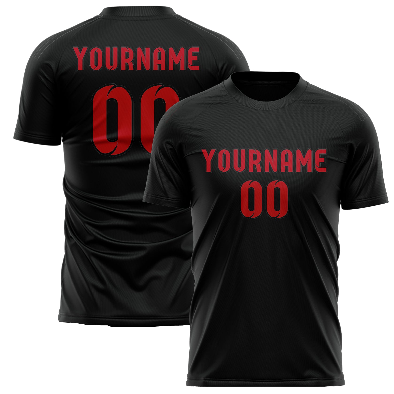 Custom Black Red Soccer Jersey