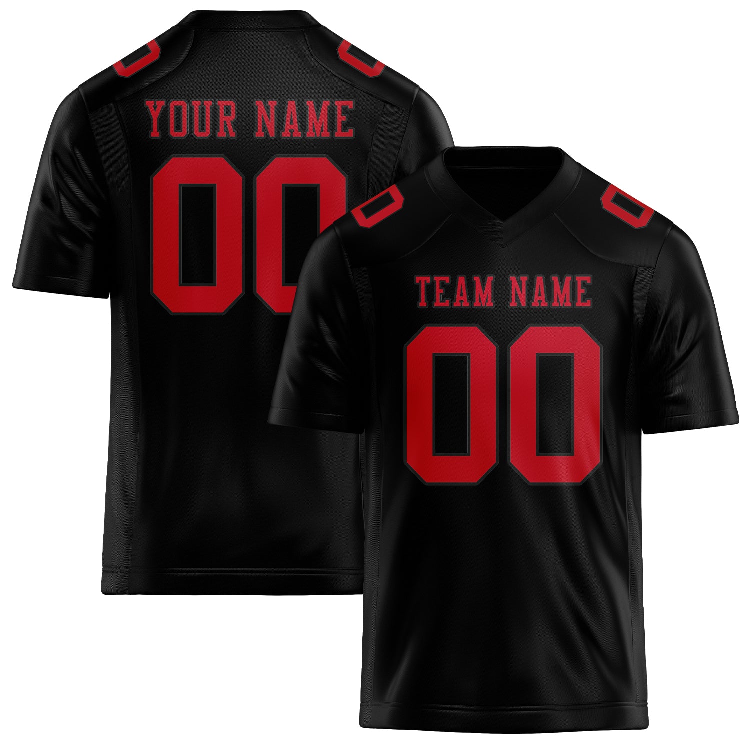 Custom Black Red Football Jersey
