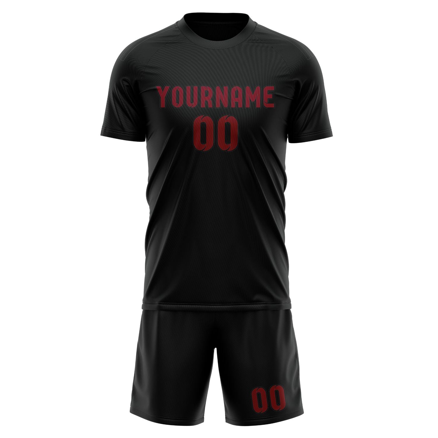 Custom Black Crimson Red Soccer Set