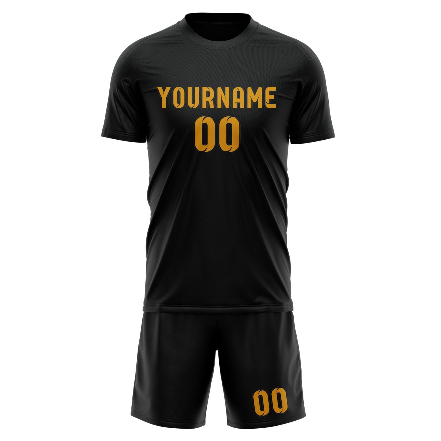 Custom Black Yellow Soccer Set