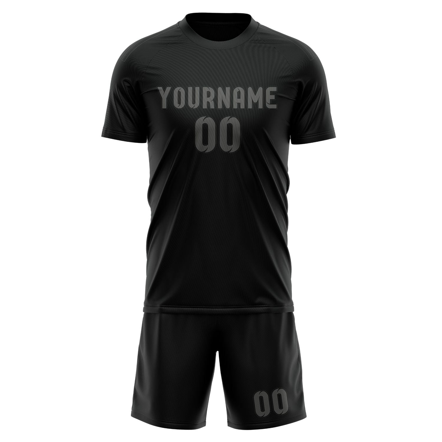 Custom Black Dark Grey Soccer Set