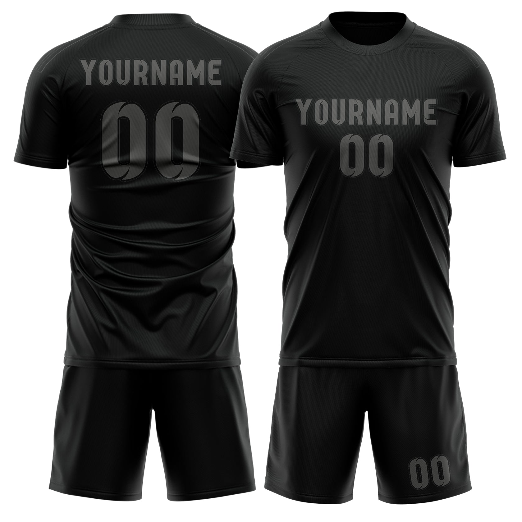 Custom Black Dark Grey Soccer Set