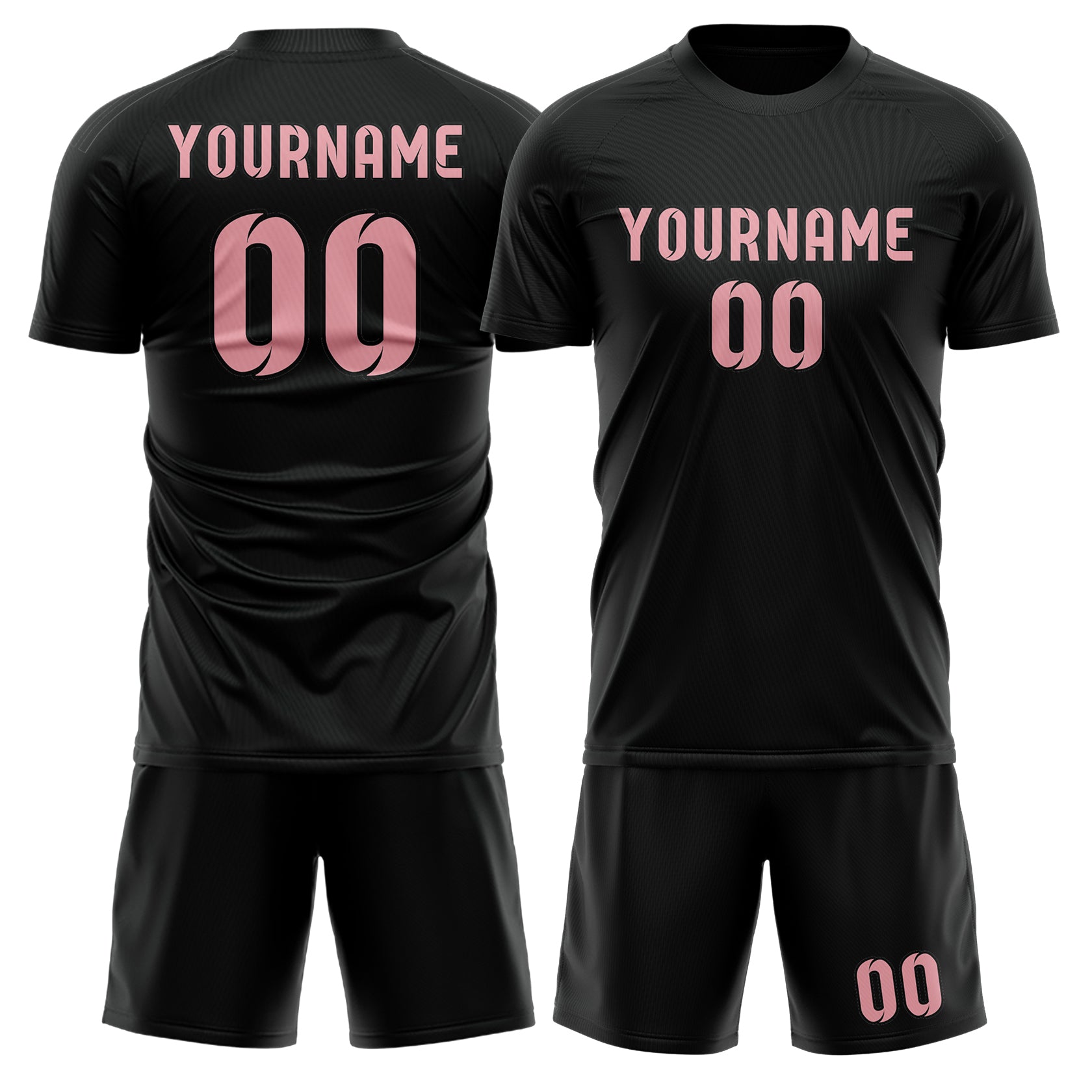 Custom Black Light Pink Soccer Set