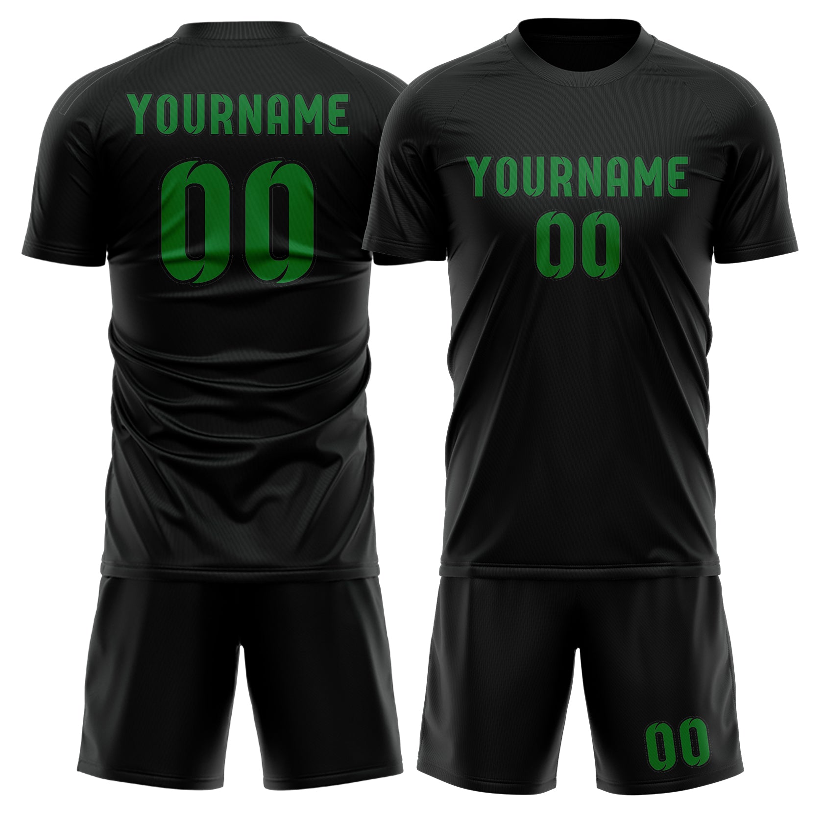 Custom Black Emerald Green Soccer Set