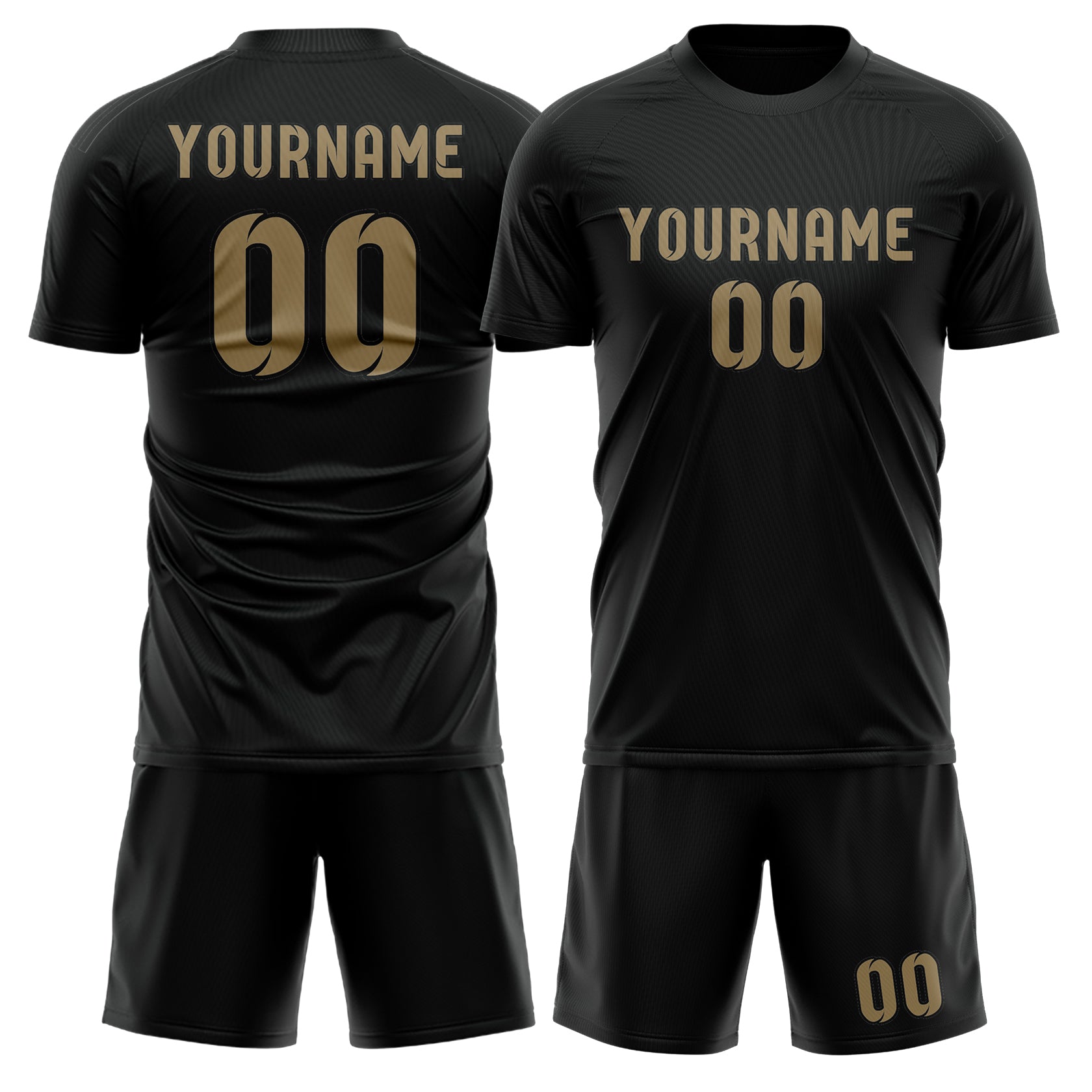Custom Black Light Khaki Soccer Set