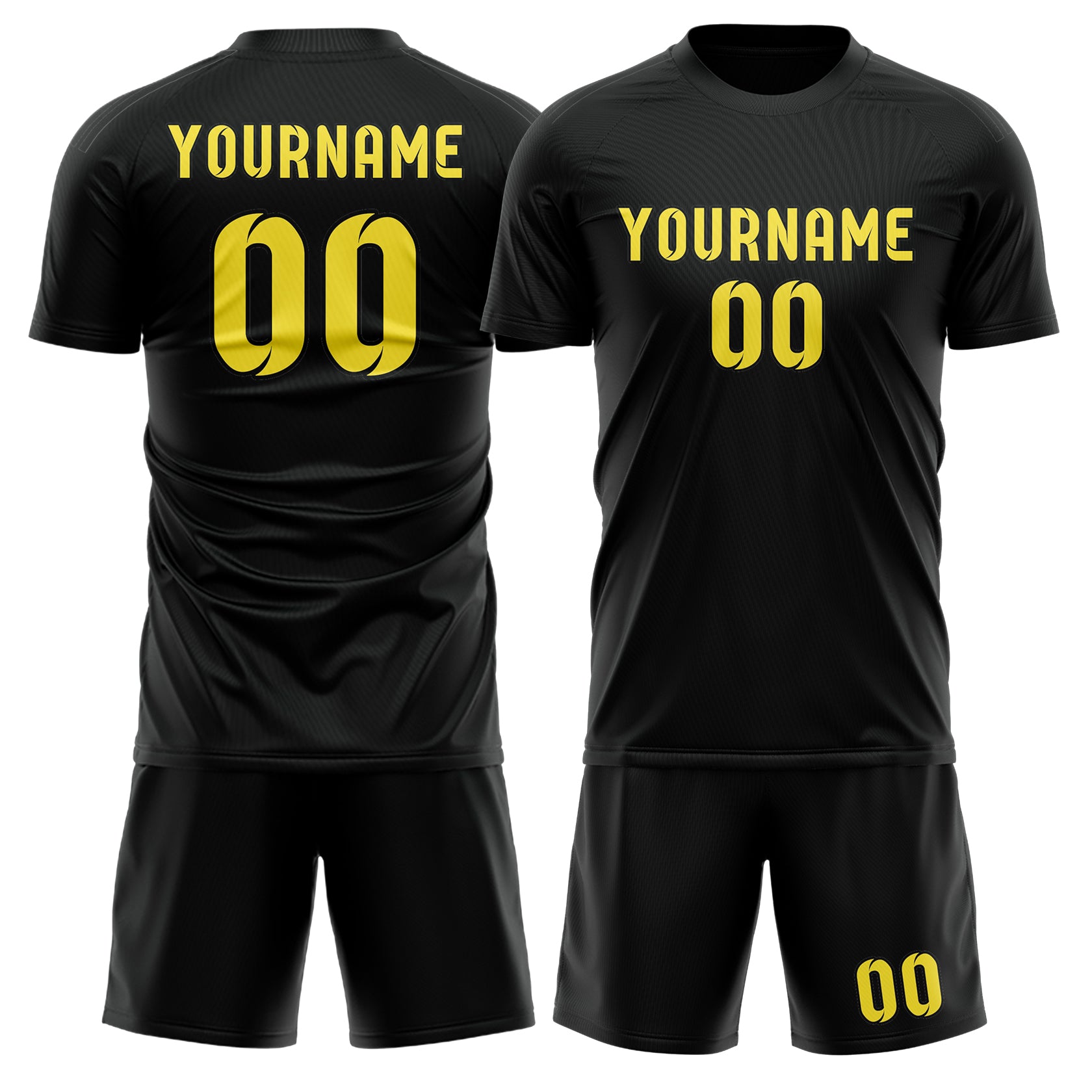 Custom Black Light Yellow Soccer Set