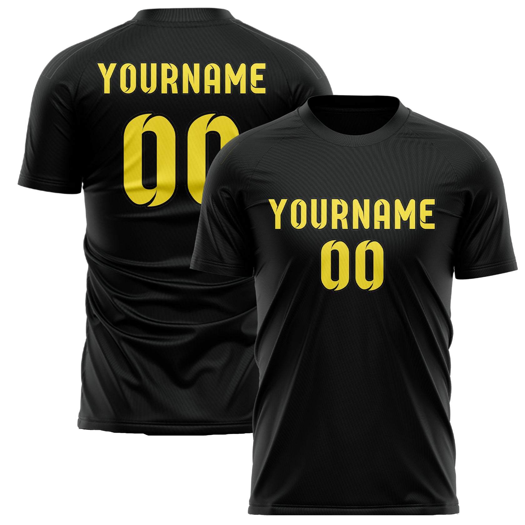 Custom Black Light Yellow Soccer Jersey