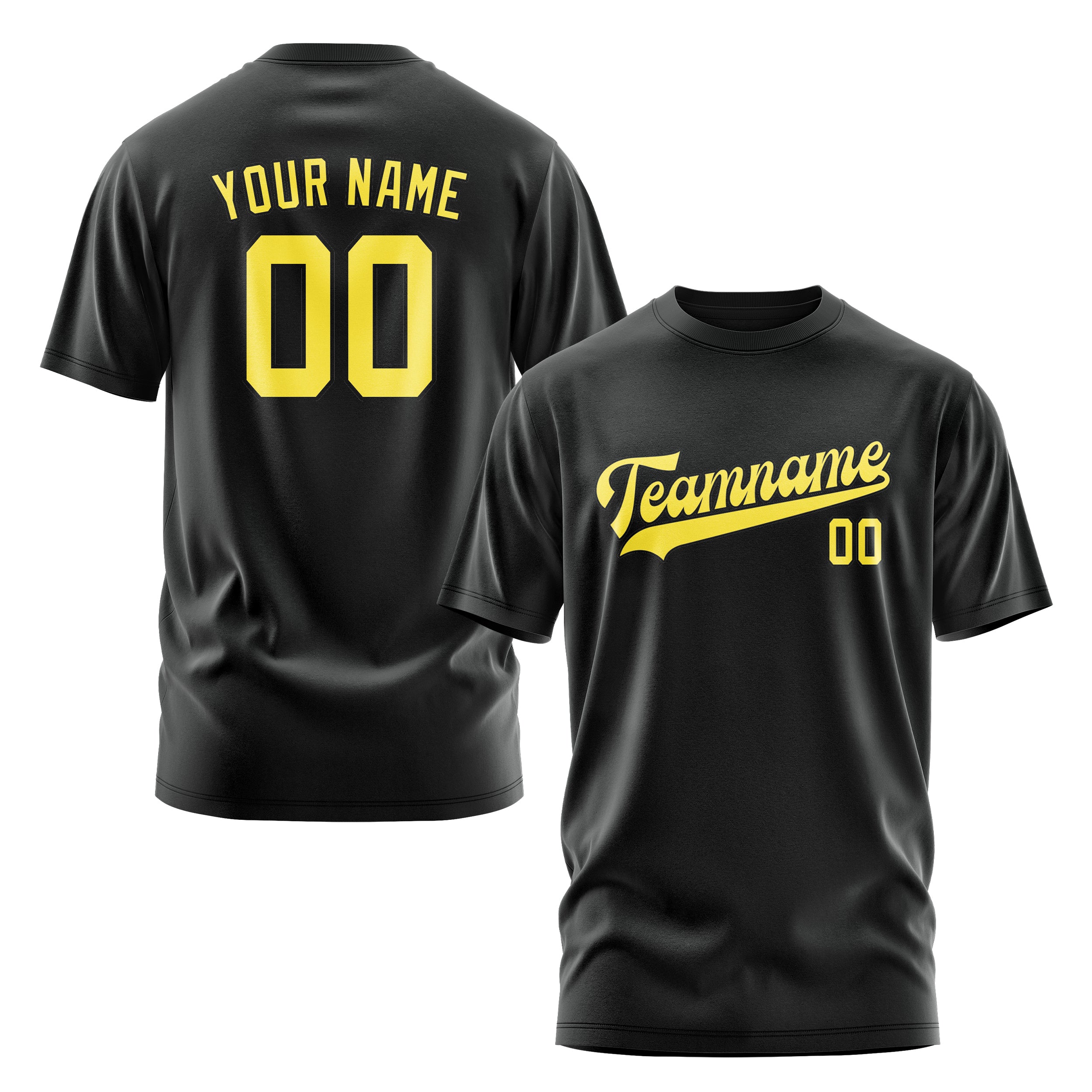 Custom Black Light Yellow T-Shirt