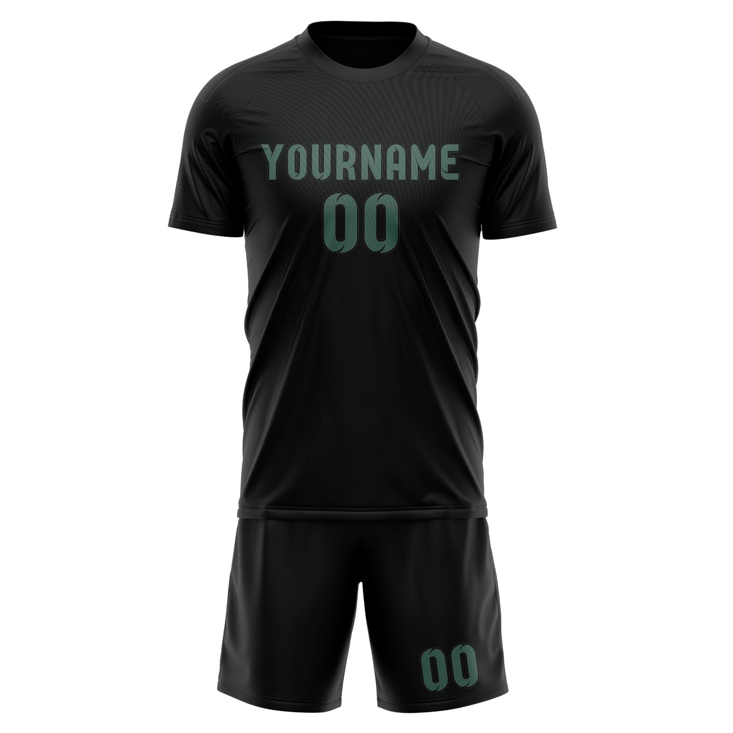 Custom Black Blue Green Soccer Set