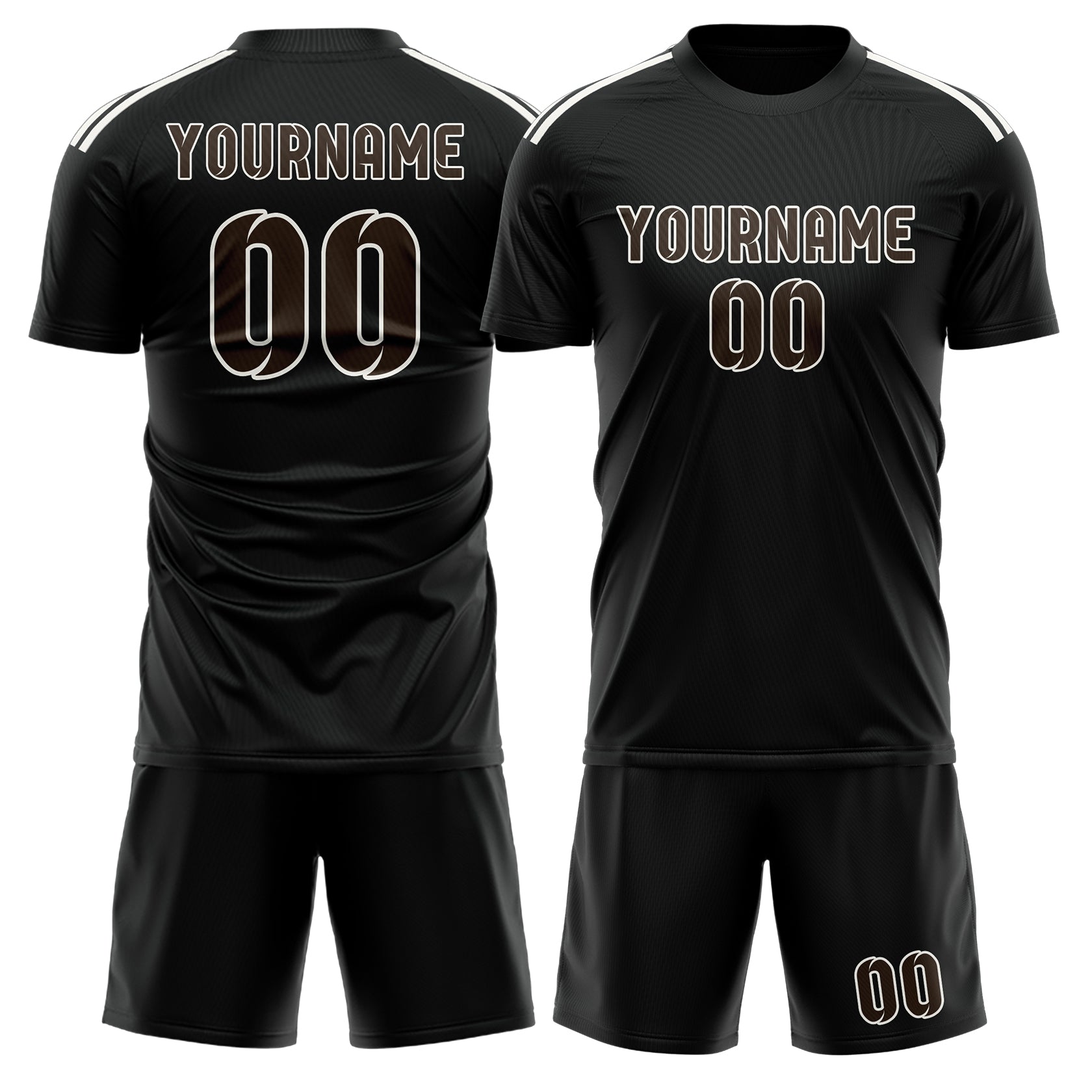 Custom Black Brown Soccer Set