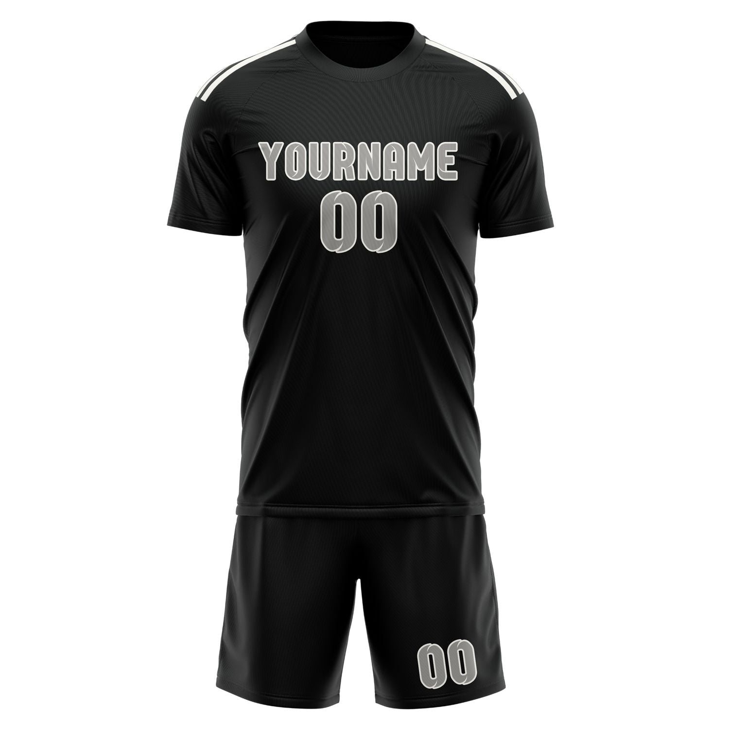 Custom Black Gray Soccer Set