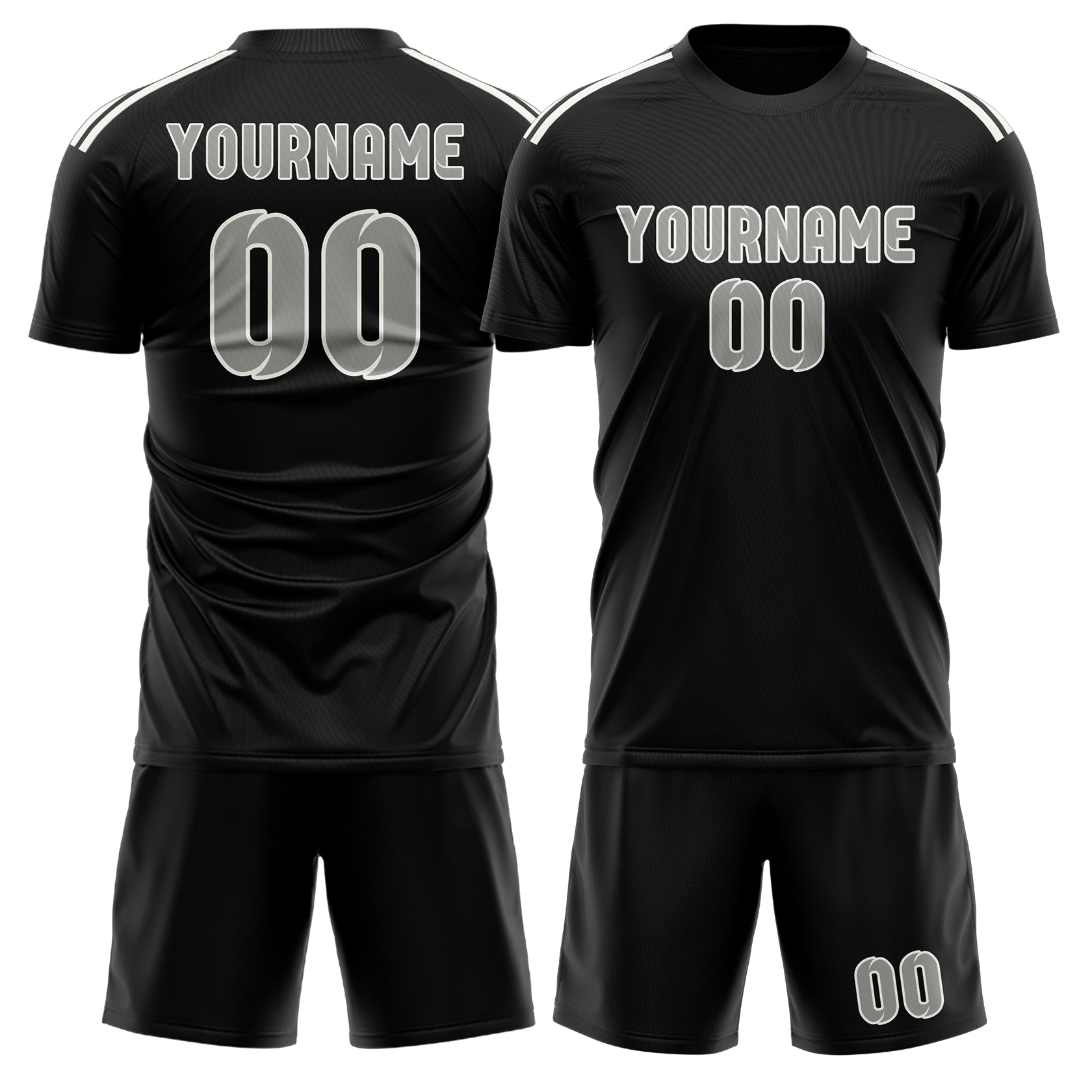 Custom Black Gray Soccer Set