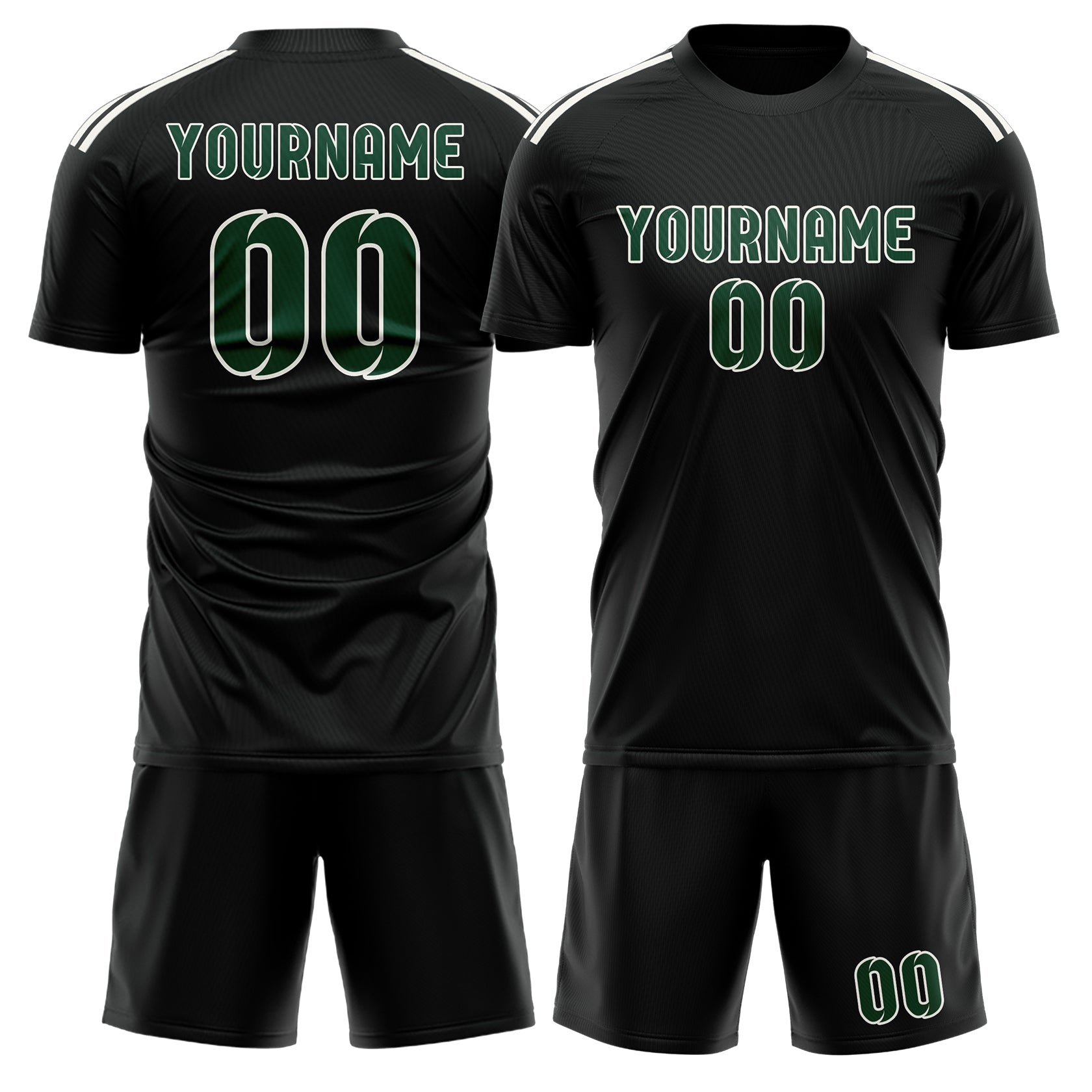 Custom Black Green Soccer Set