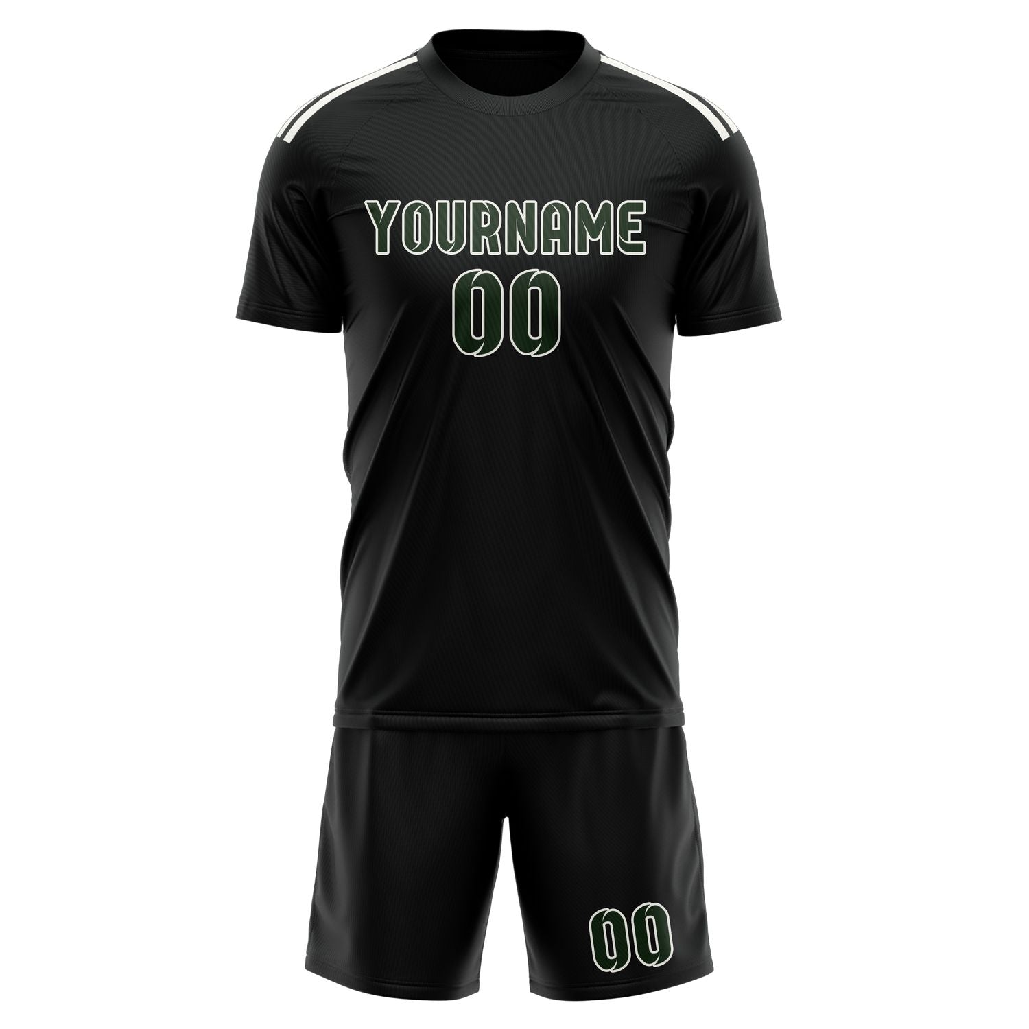 Custom Black Dark Green Soccer Set