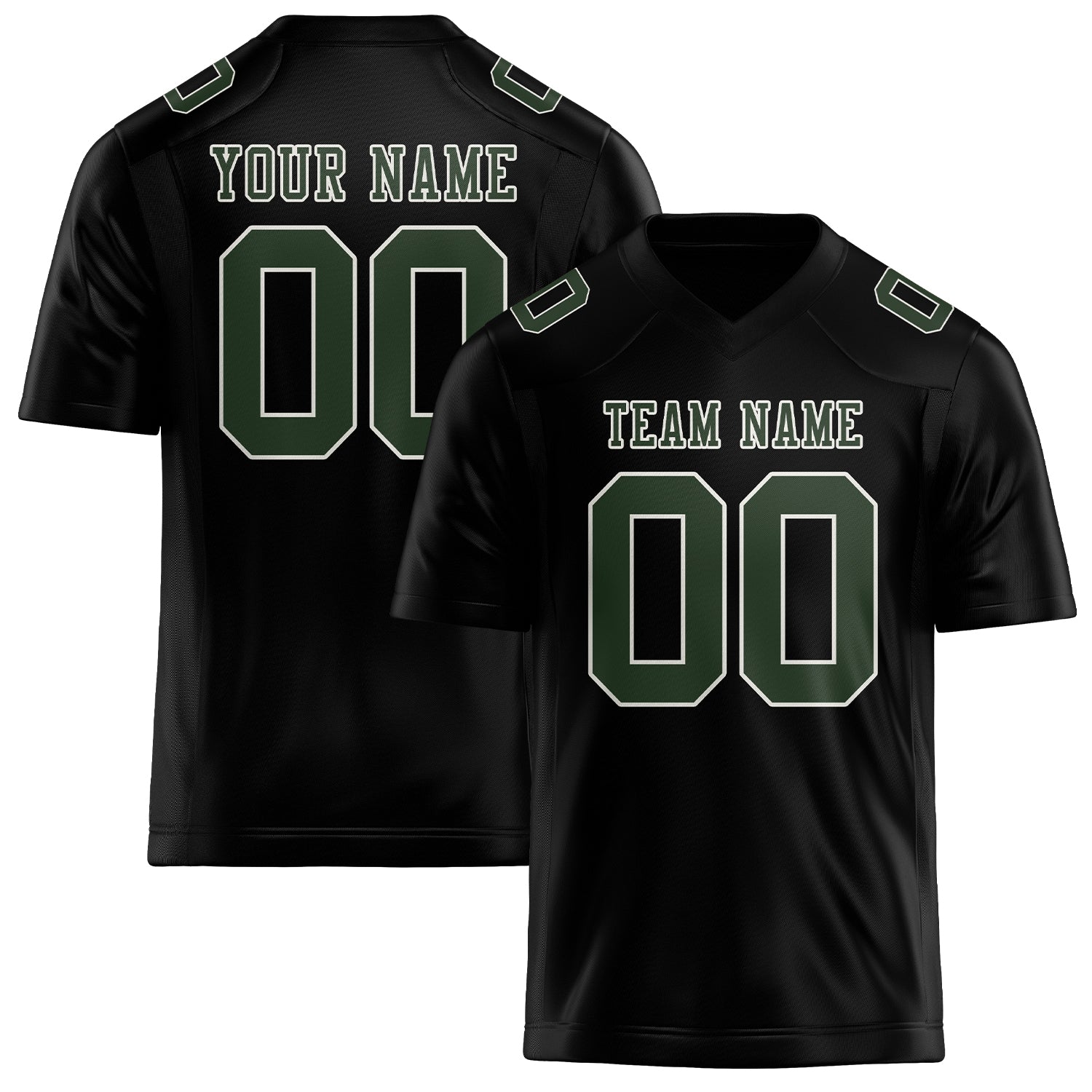 Custom Black Dark Green Football Jersey