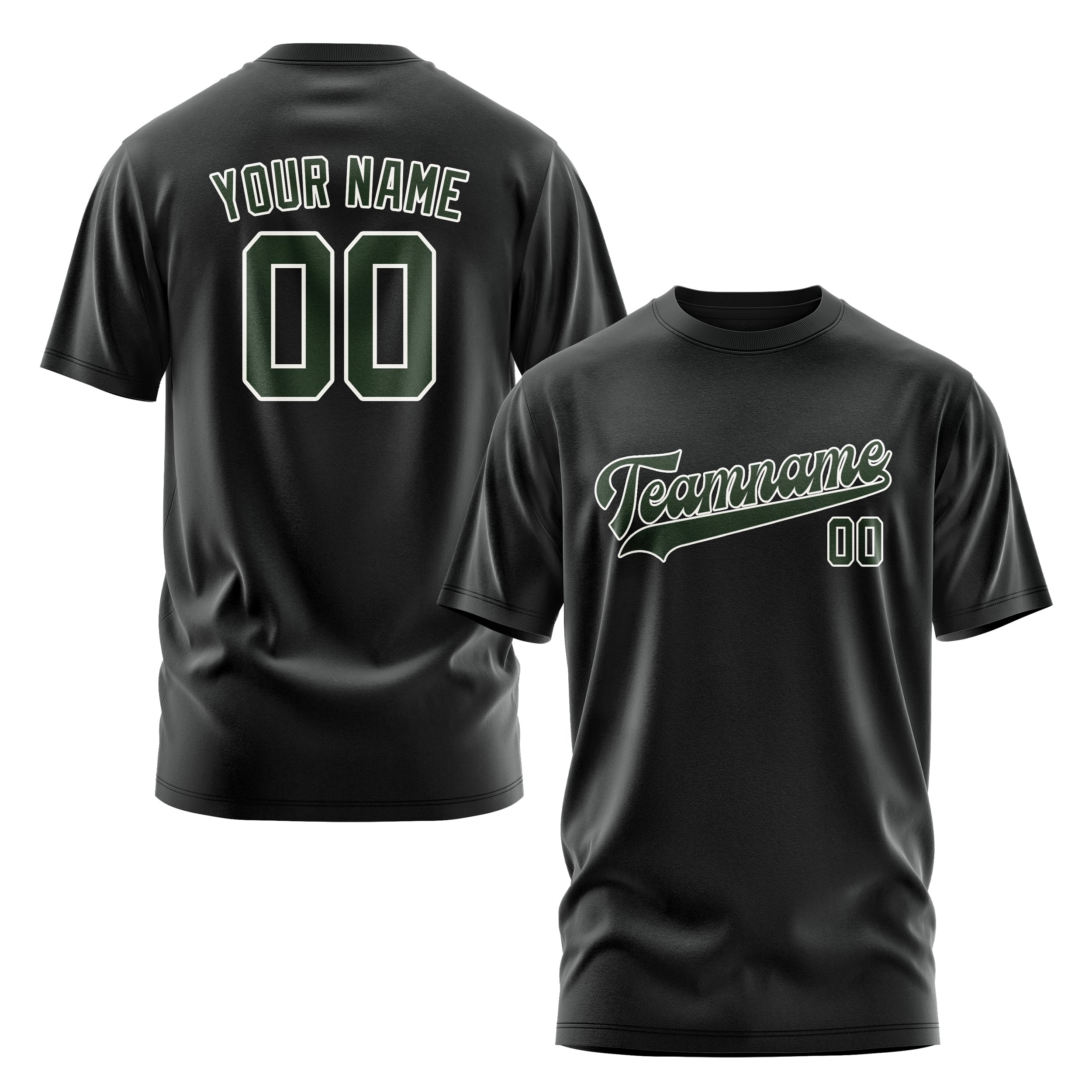 Custom Black Dark Green T-Shirt