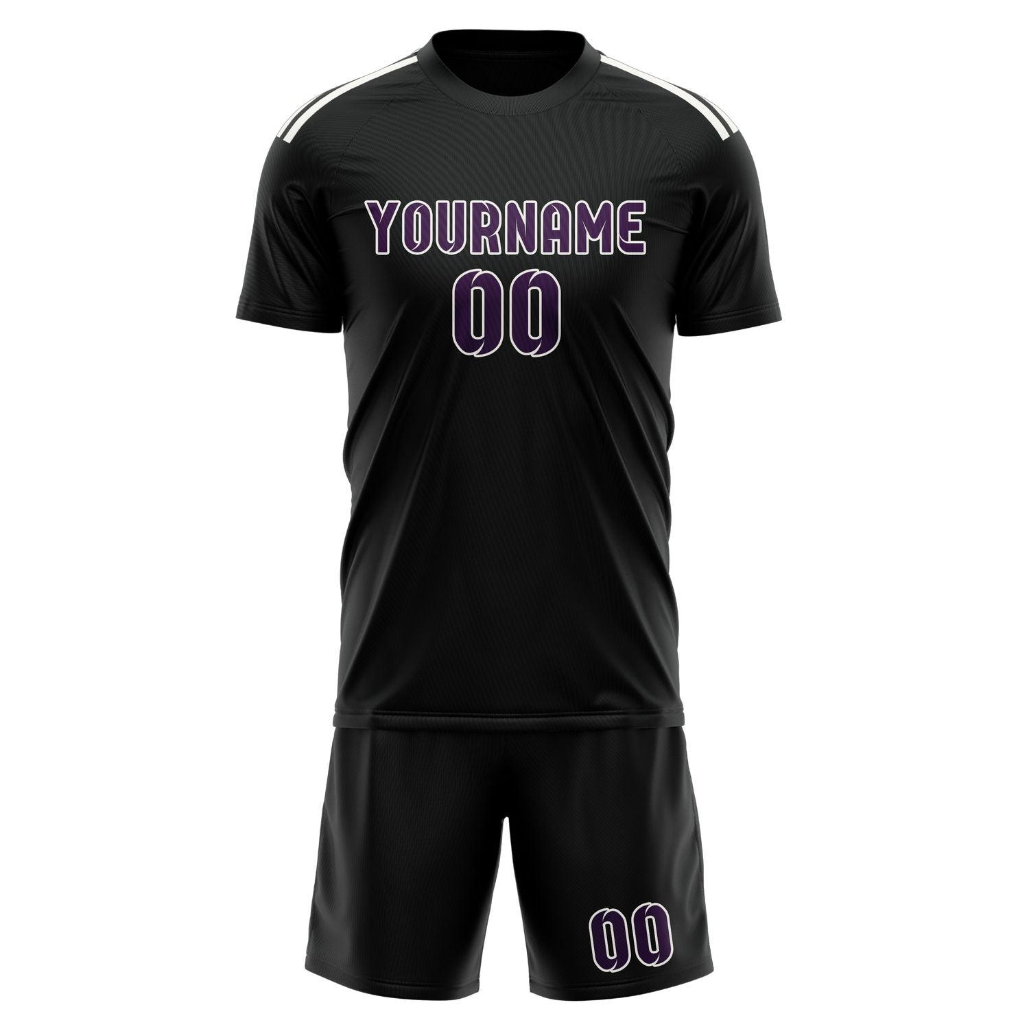 Custom Black Purple Soccer Set