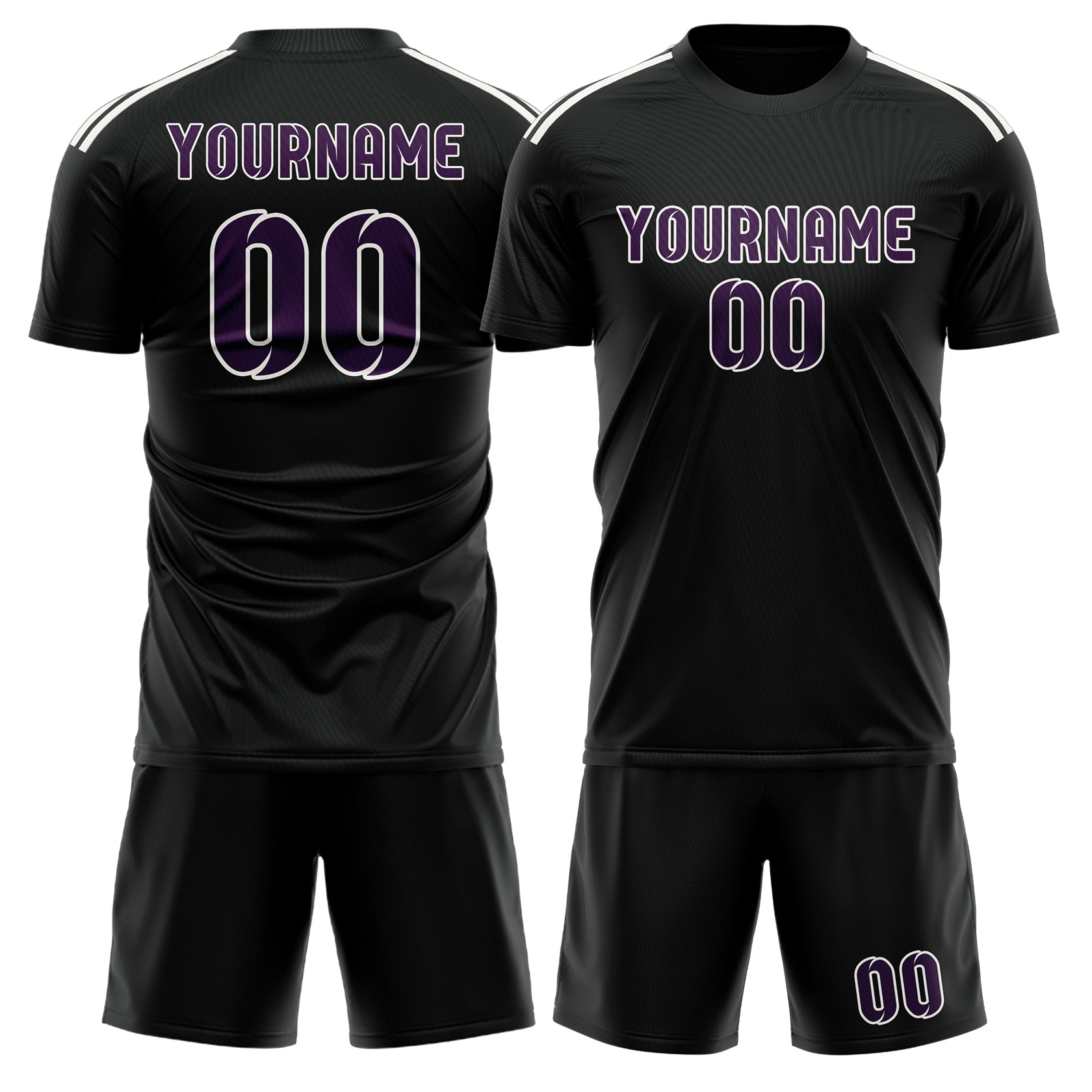 Custom Black Purple Soccer Set