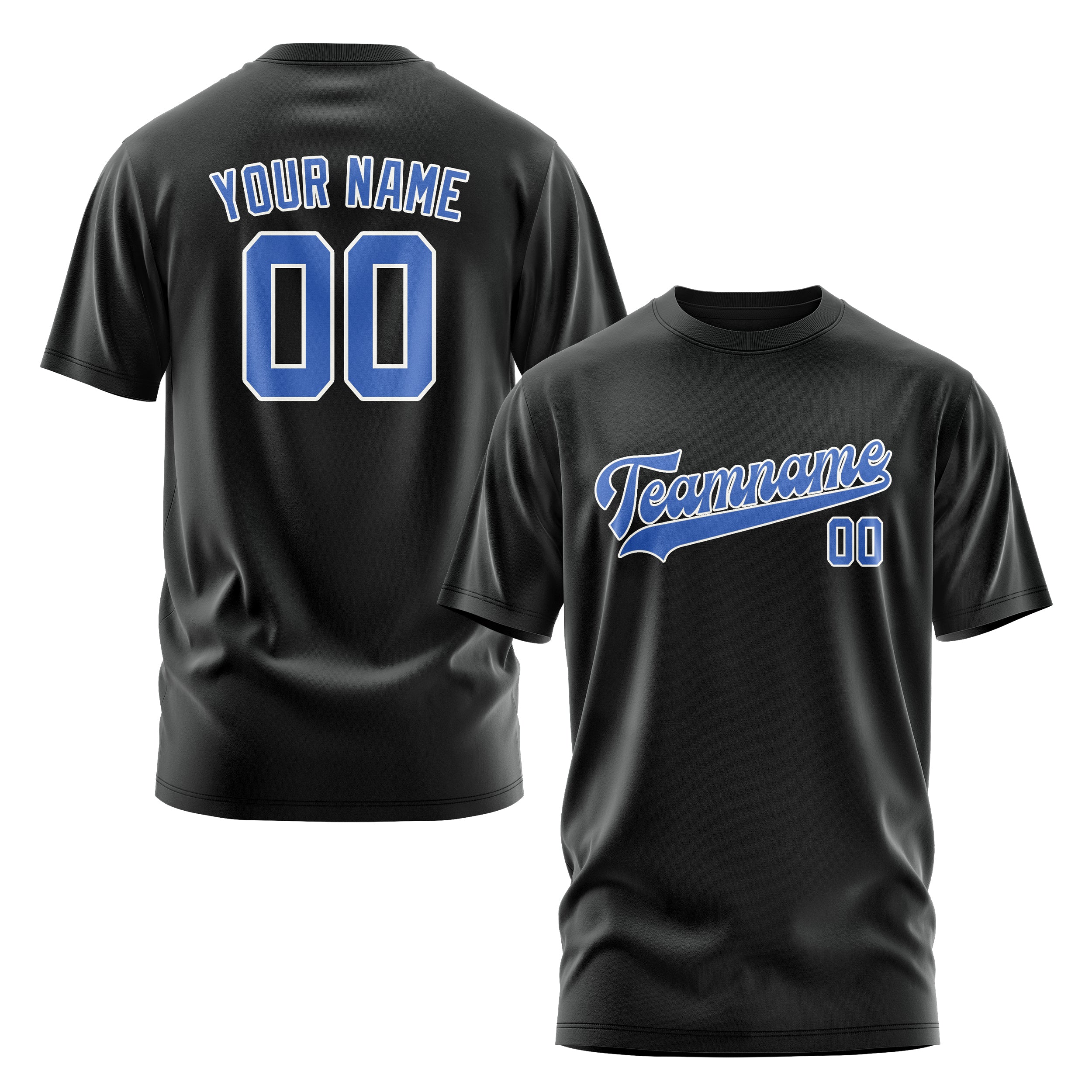 Custom Black Sky Blue T-Shirt