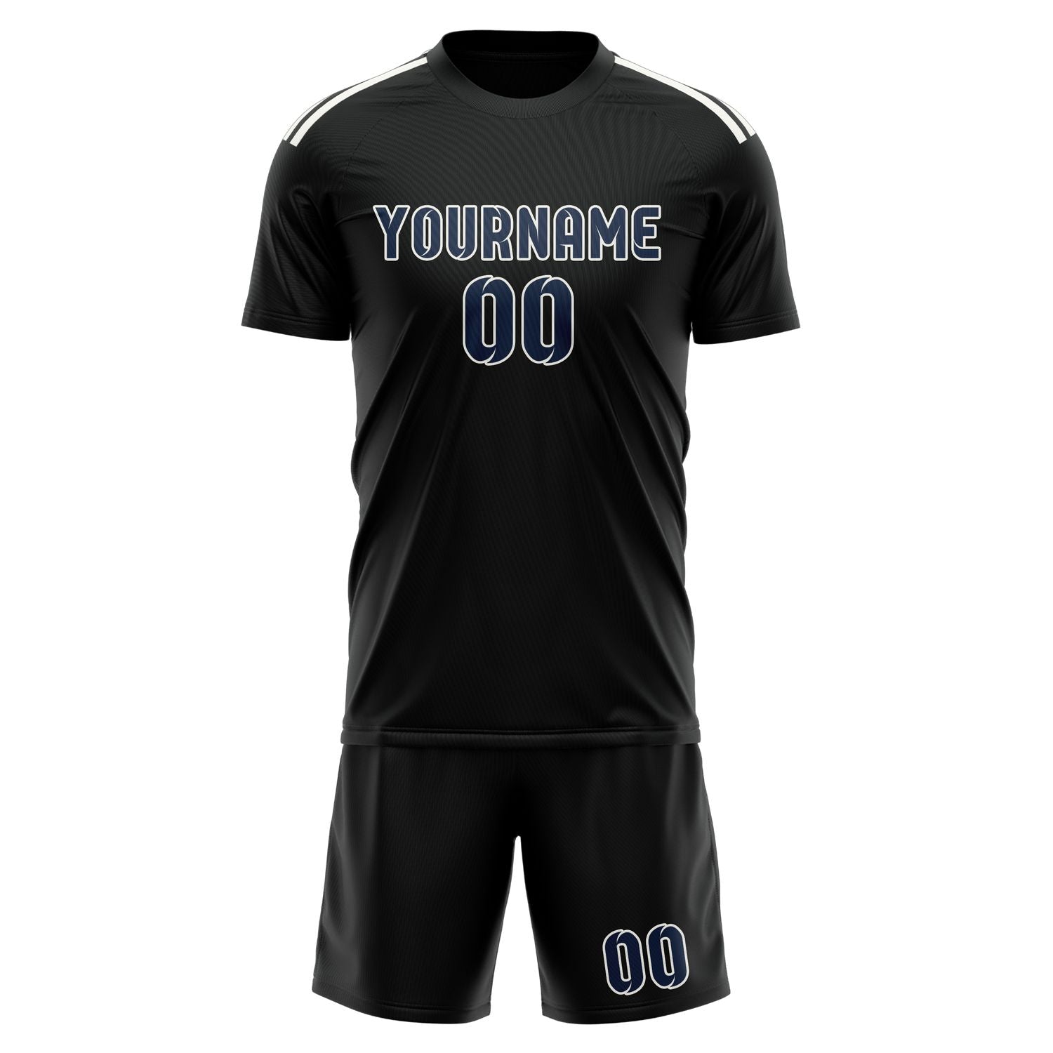 Custom Black Blue Soccer Set