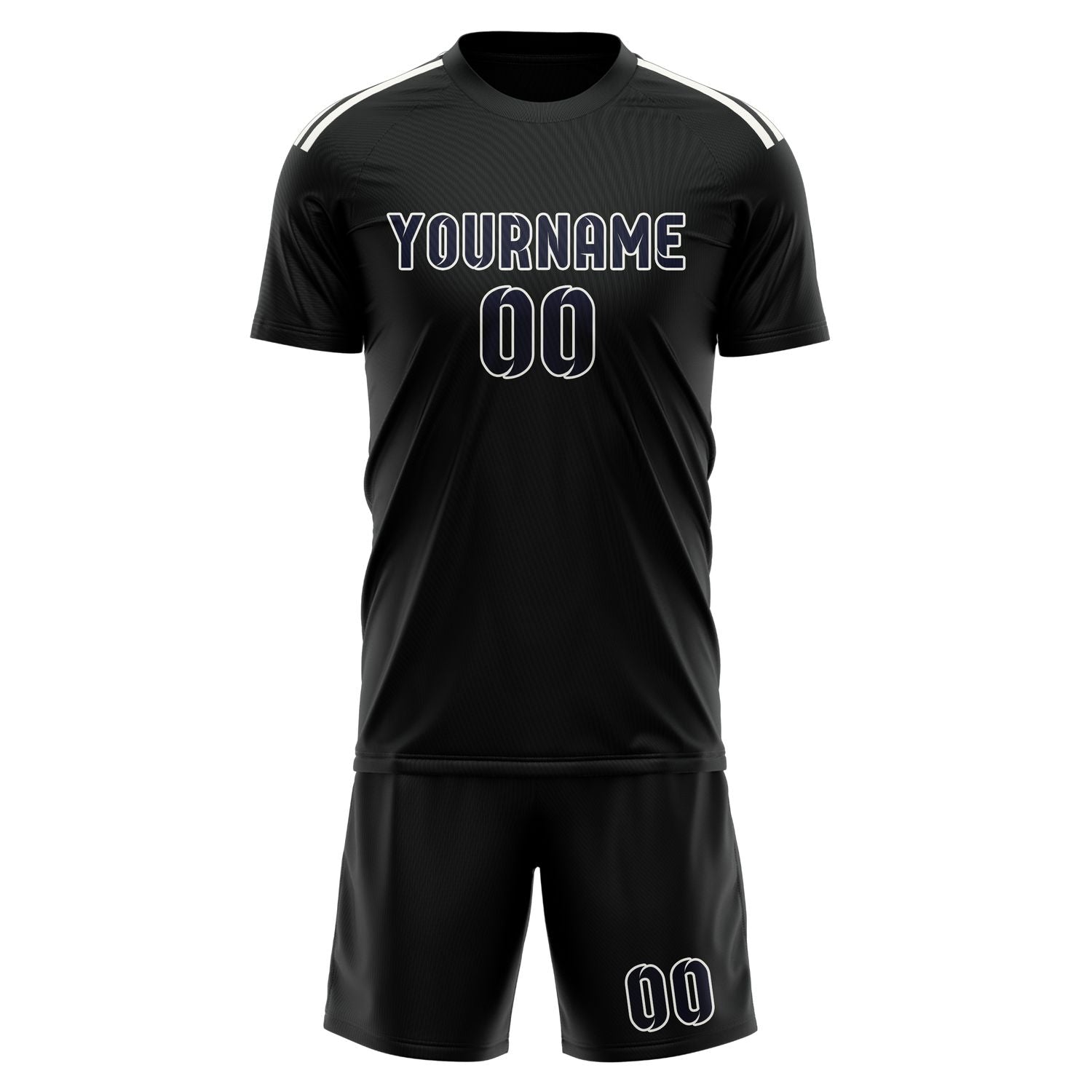 Custom Black Navy Soccer Set