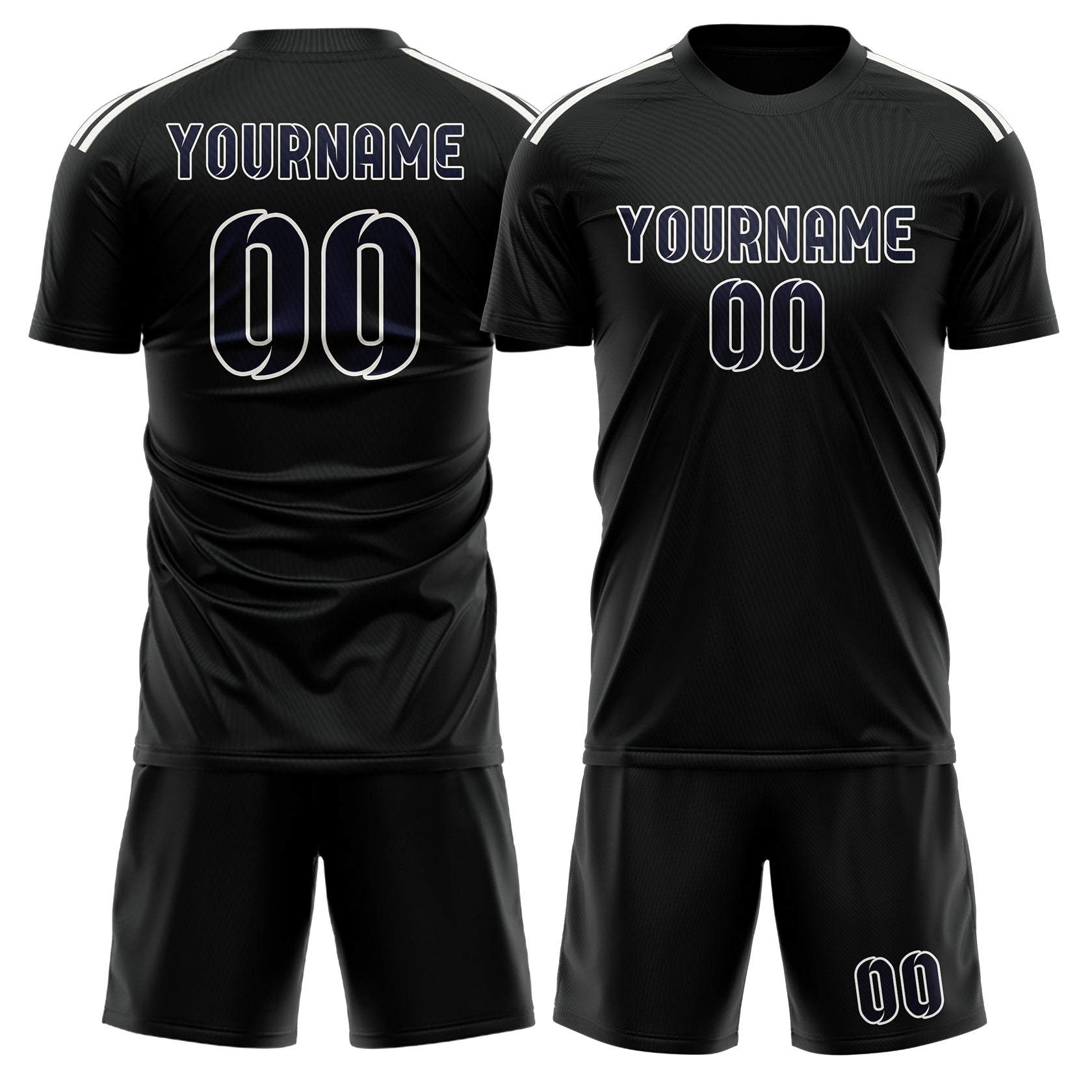 Custom Black Navy Soccer Set