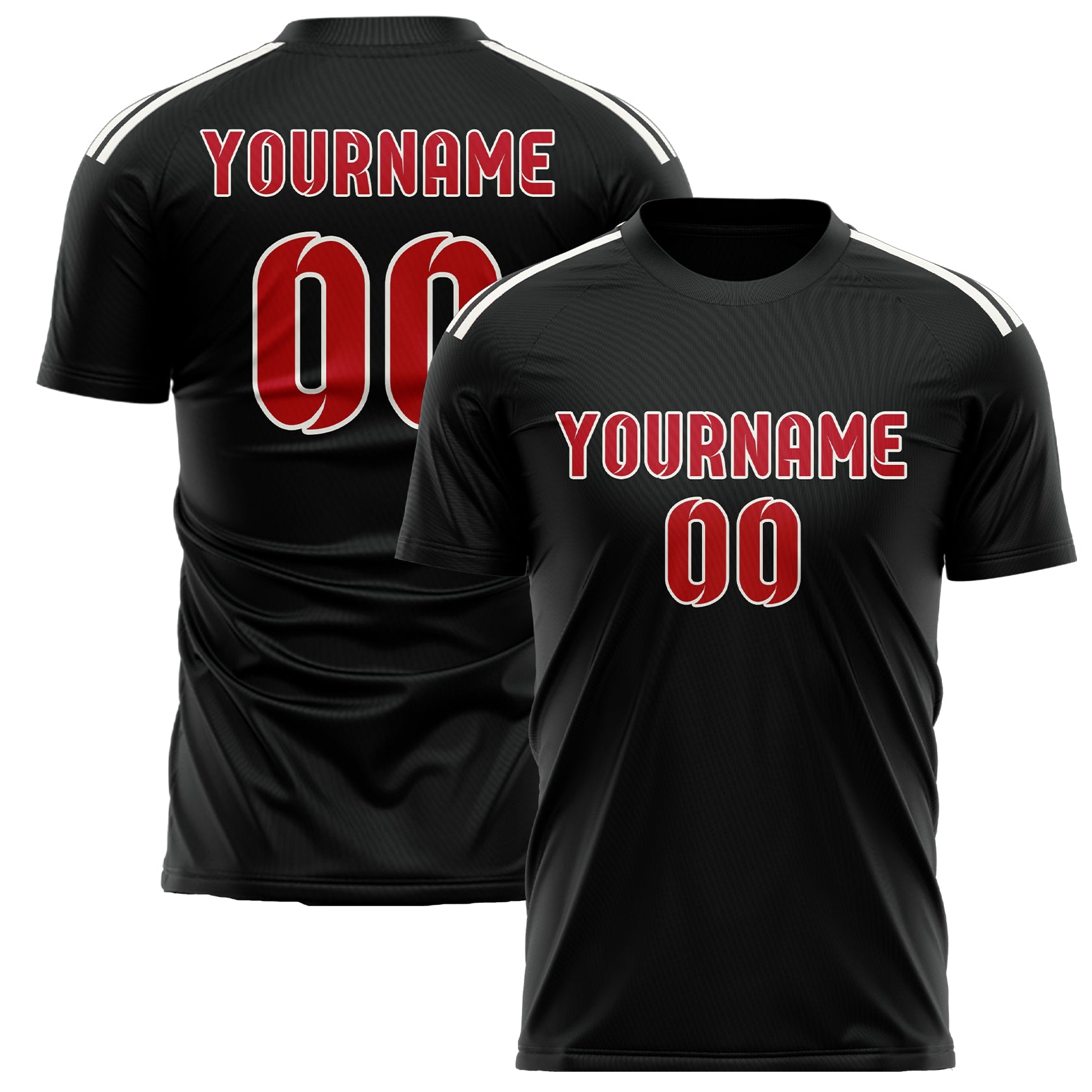 Custom Black Red Soccer Jersey