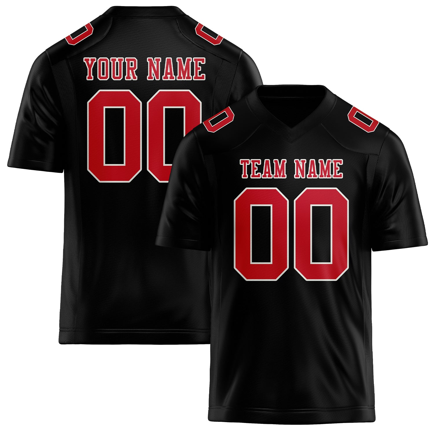 Custom Black Red Football Jersey