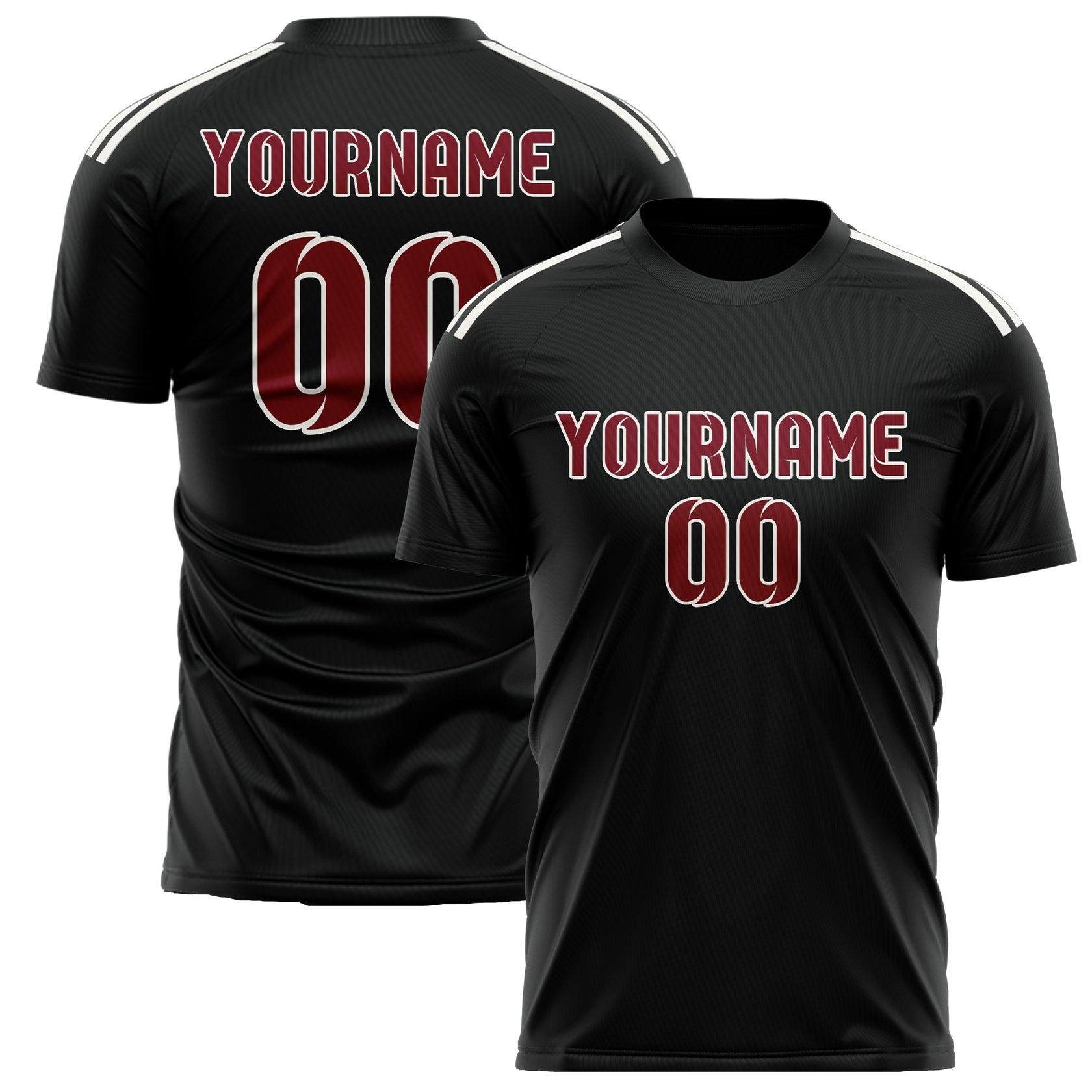 Custom Black Crimson Red Soccer Jersey